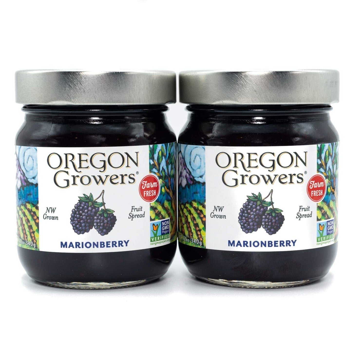 Oregon Growers, Marionberry Jam, Strawberry Jam, & Red Raspberry Jam Variety Pack - Marionberry Preserves, Strawberry Preserves, Red Raspberry Preserves, Organic Jelly - 12 Oz Each (Pack of 3)