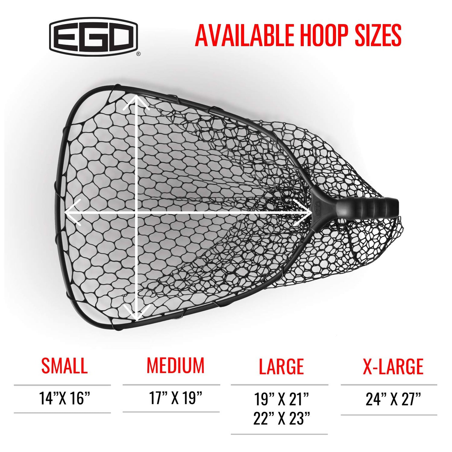 Ego S2 Slider Fishing Net, Ultimate Fishermen’s Tool Telescoping Handle, Replaceable Head, Salt & Freshwater, 18-36" Handle, 17x19 Inch Hoop