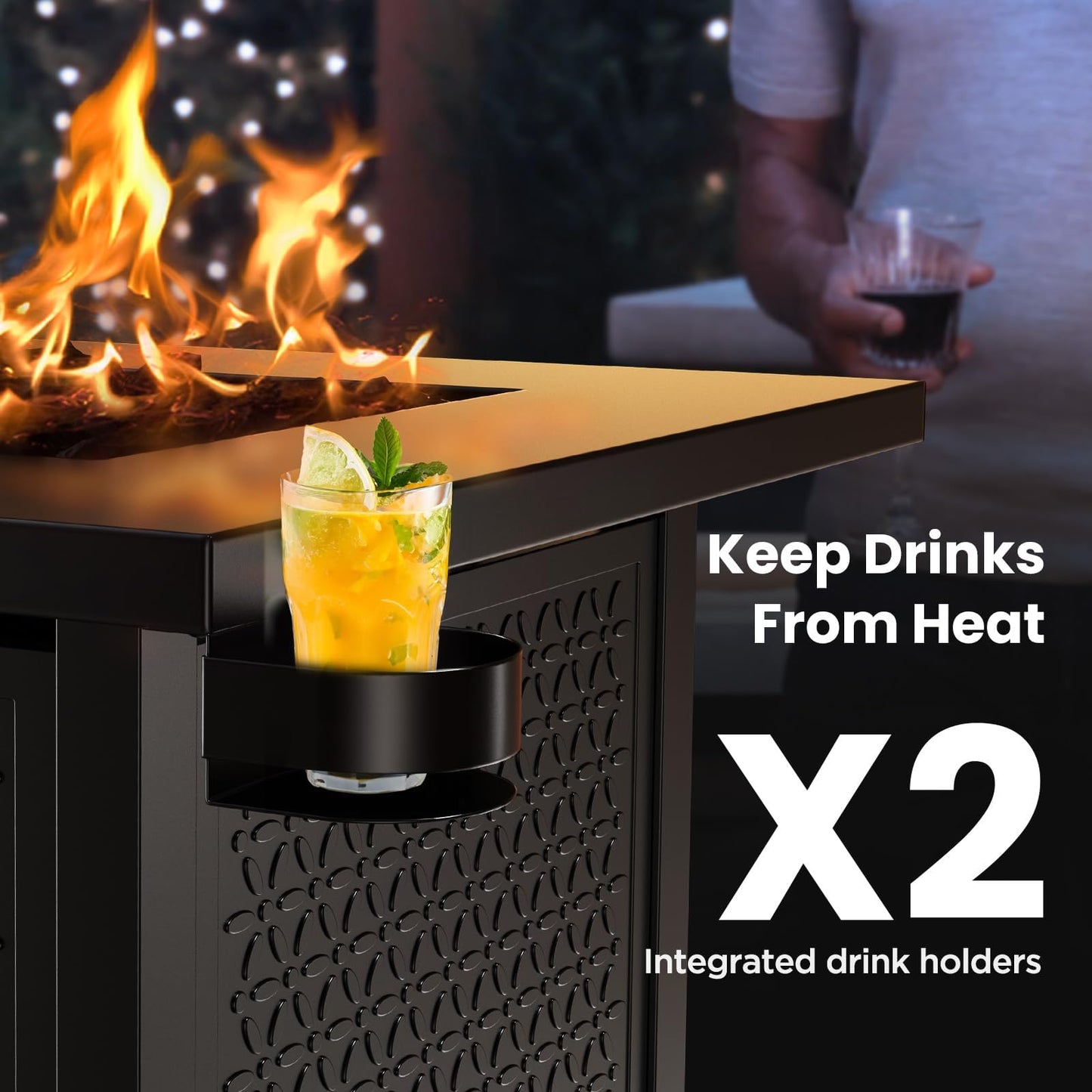 Ciays 28 Inch Propane Fire Pit CSA-Listed Outdoor Fire Pit Table, 50,000 BTU Steel Gas Fire Pits with Lid and Lava Rock, Add Warmth and Ambience to Parties On Patio Deck Garden,Black,CIFPT3-N1