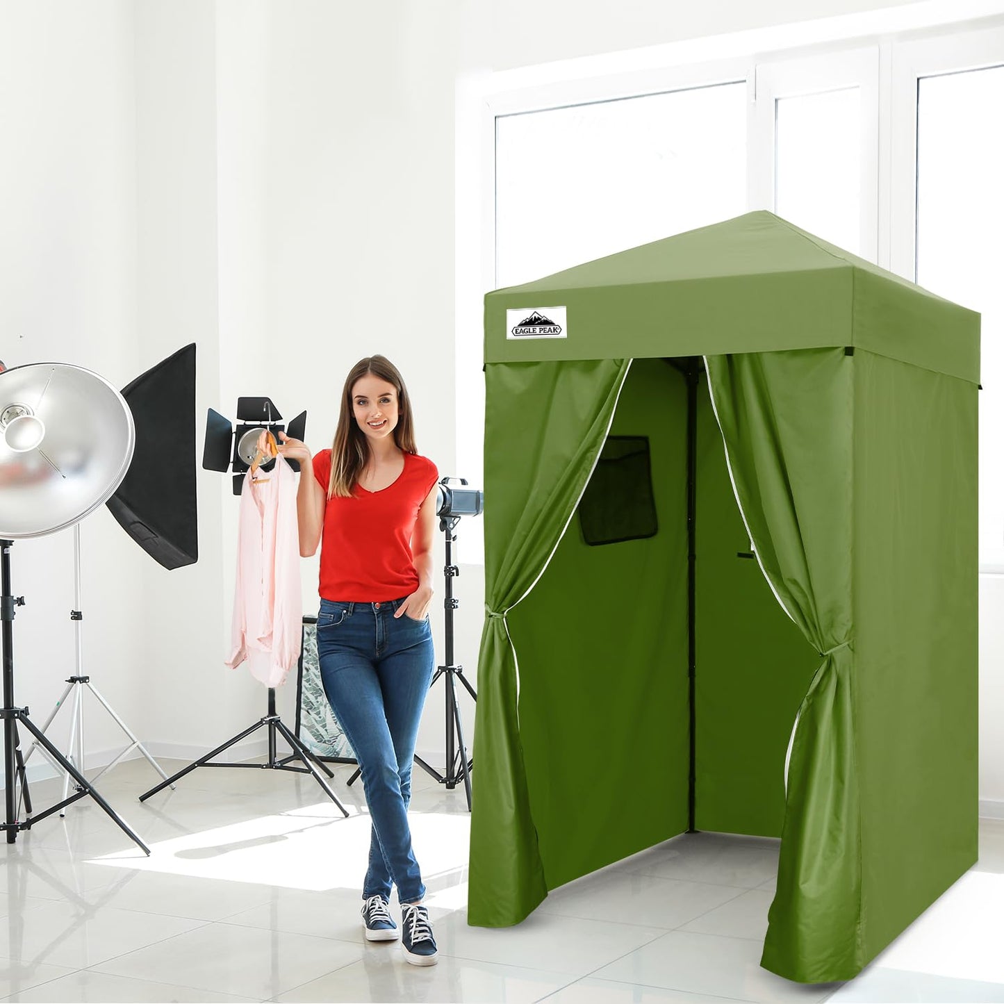 EAGLE PEAK Flex Compact 4x4 Pop-up Canopy Changing Room, Portable Dressing Room, Privacy Changing Tent for Indoor Fashion Photoshoots, Camping, or Pool, Purple