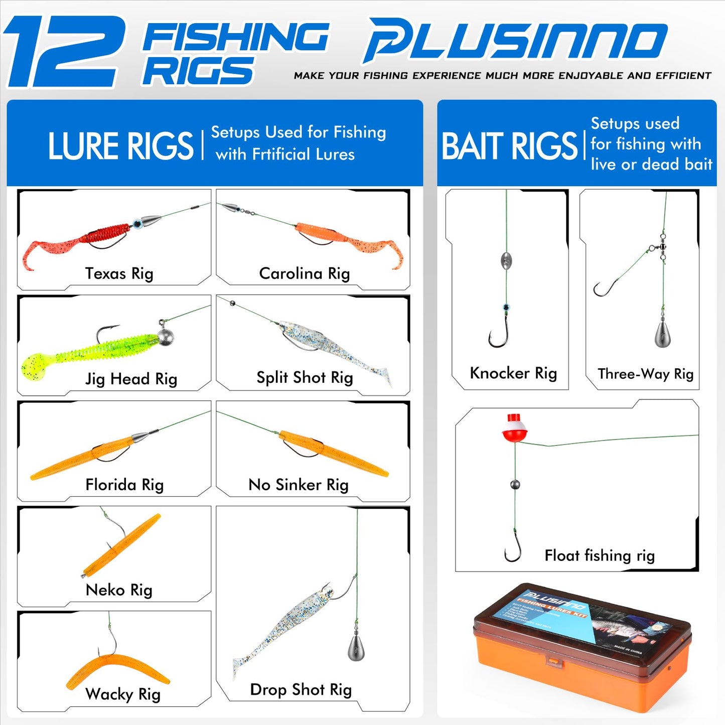 PLUSINNO 353/404 PCS Fishing Lures, Upgrade Fishing Tackle Box with Tackle Included, Crankbaits, Hooks, Weights, Other Accessories, Fishing Lure Bait Gear Equipment Kit Gift for Men Freshwater Bass
