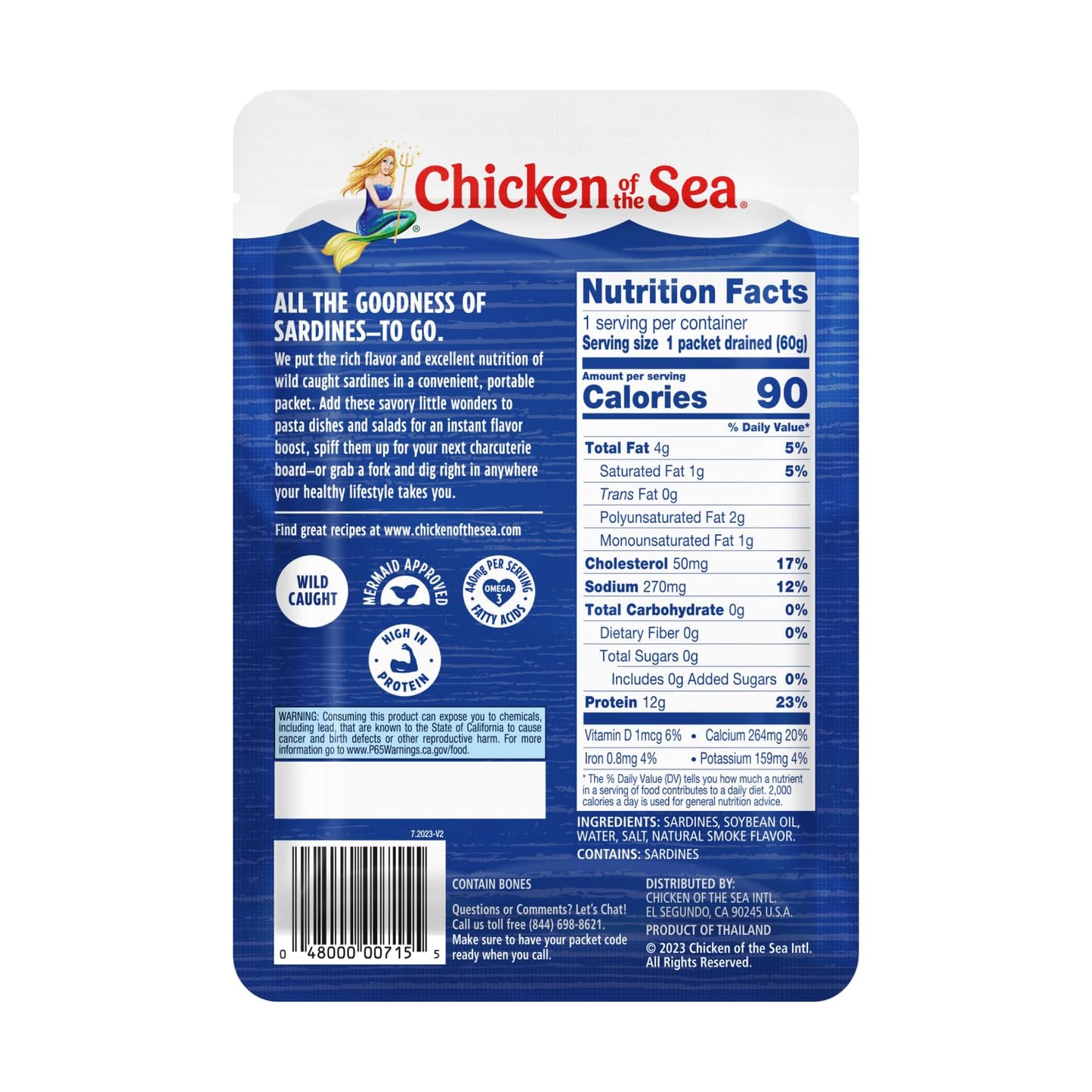 Chicken of the Sea Sardines in Olive Oil, 3.75 oz. Cans (Pack of 18), Wild Caught Canned Sardines, Packaging May Vary