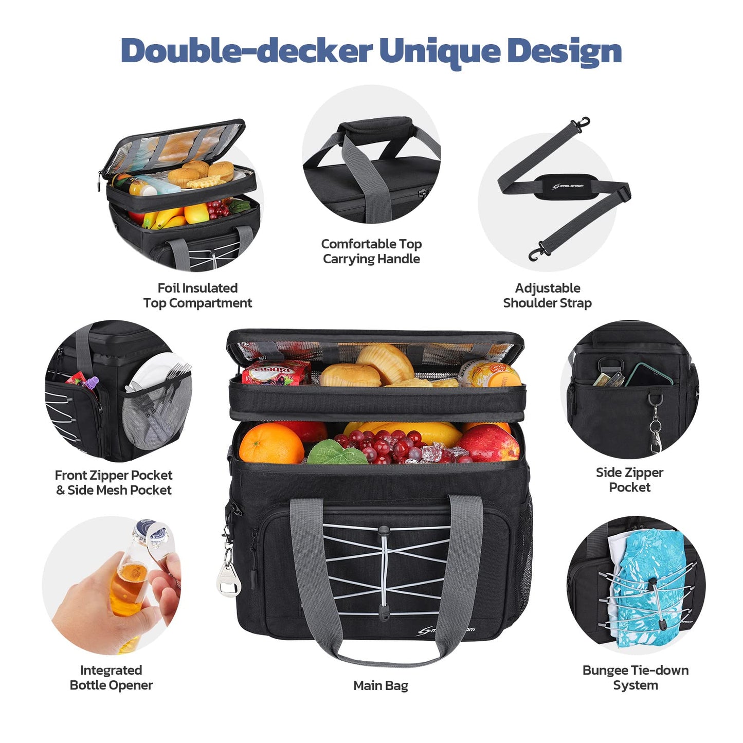 Maelstrom Soft Cooler Bag,Collapsible Soft Sided Cooler,24/30/60/75 Cans Beach Cooler,Ice Chest,Large Leakproof Camping Cooler,Portable Travel Cooler for Grocery Shopping,Camping,Road Trips