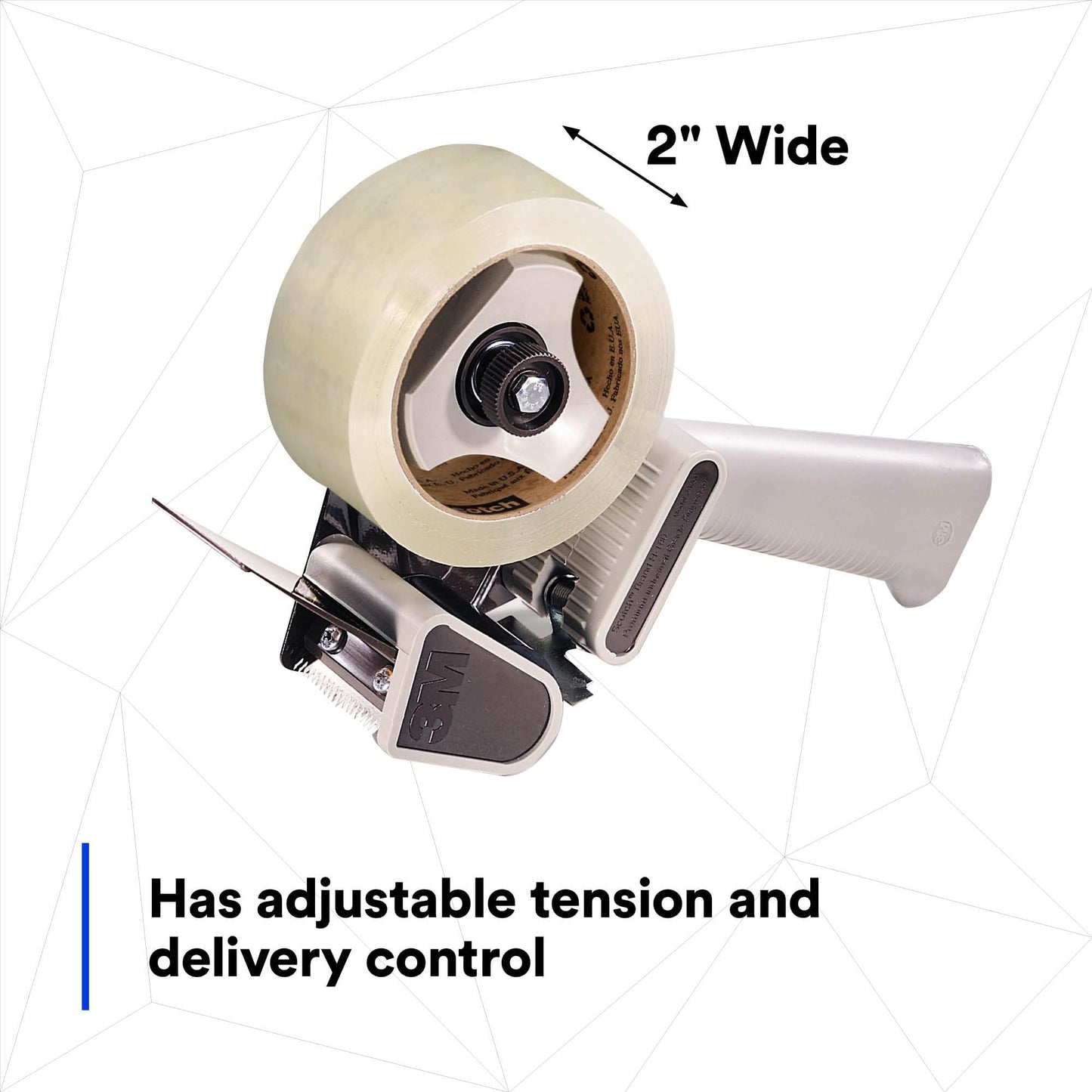 3M Scotch - 21200190087 H180 Industrial Packing Tape Dispenser for 2" Tape – Lightweight and Portable for Commercial Packaging, Shipping, Moving, Carton and Box Sealing, Gray (19008)