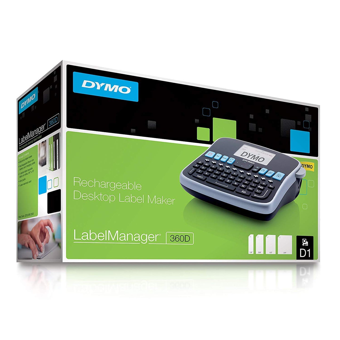 DYMO Desktop Label Maker LabelManager 360D Rechargeable Hand-Held Label Maker, Easy-to-Use, One-Touch Smart Keys, QWERTY Keyboard, Large Display, For Home & Office Organization