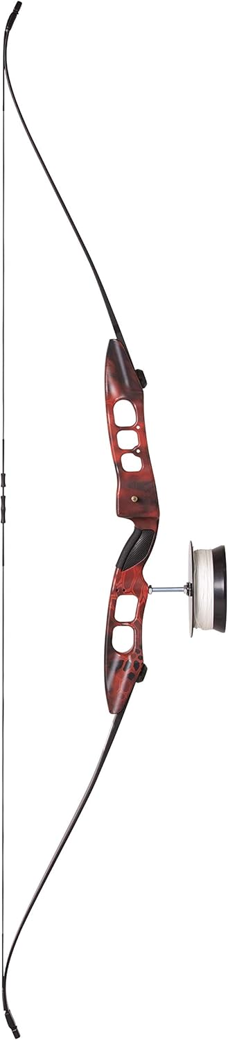 Cajun Bowfishing Fish Stick Bowfishing Bow Package with Drum Reel, Roller Rest, and Piranha Point Arrow, Right Hand, Red
