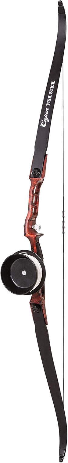 Cajun Bowfishing Fish Stick Bowfishing Bow Package with Drum Reel, Roller Rest, and Piranha Point Arrow, Right Hand, Red