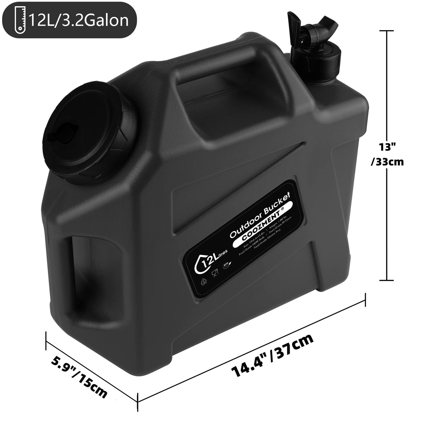 3.2 Gallon/5 Gallon Water Containers with Spigot, BPA Free Water Jug, Military Green Water Tank, Multifunction Water Storage Containers for Camping Outdoor Hiking,Emergency Stroage