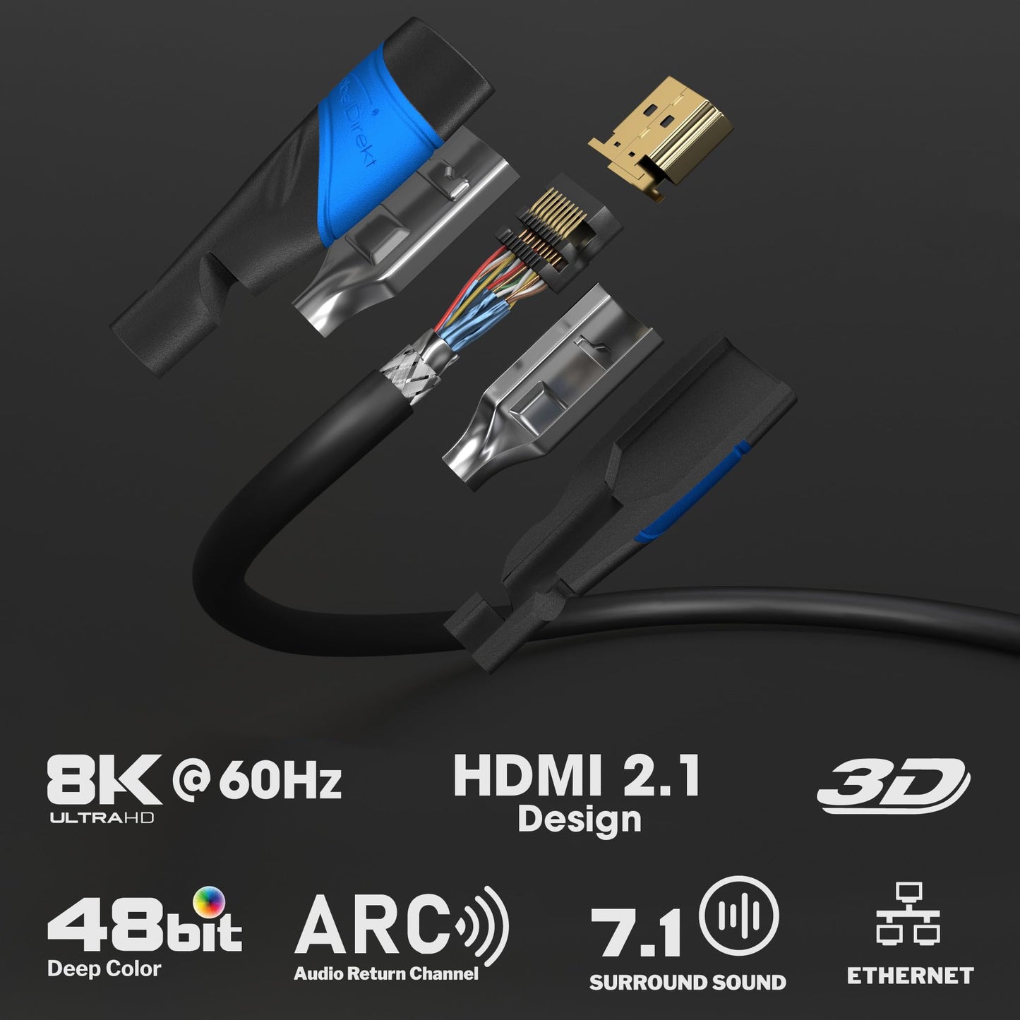 KabelDirekt – 8K / 4K HDMI Cable – 6ft & More HDMI Cables (0.5ft–75ft) – German-Engineered HDMI Cord – Supports 10K/8K@60Hz/4K@120Hz – HDMI Cable for PlayStation 3/4/5, HDTV, PC, Game Consoles