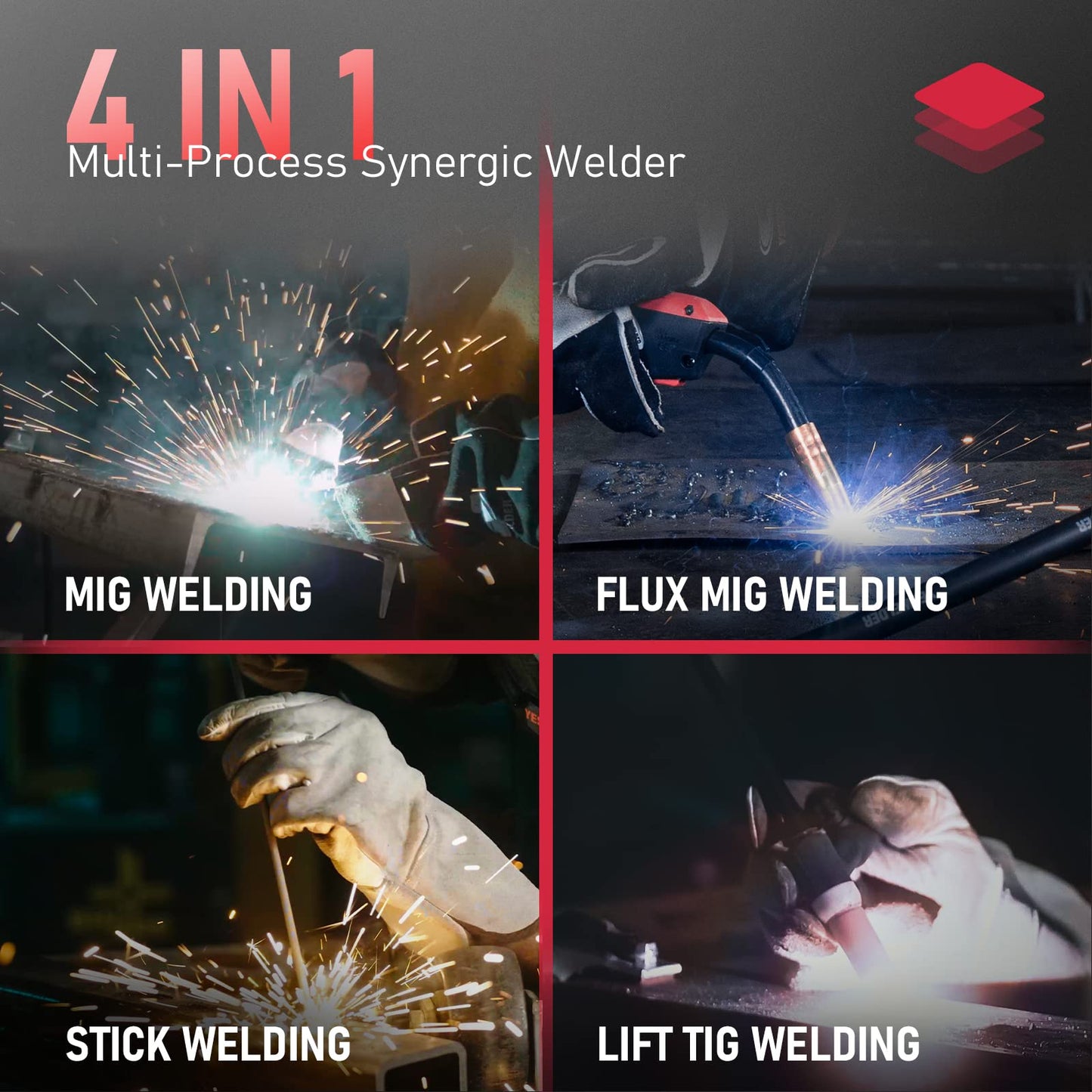 YESWELDER 135Amp MIG Welder,110V Flux Core Welder Flux Core MIG/Lift TIG/Stick 3-in-1 Large LED Digital Display Welding Machine IGBT Inverter Welder FLUX-135PRO