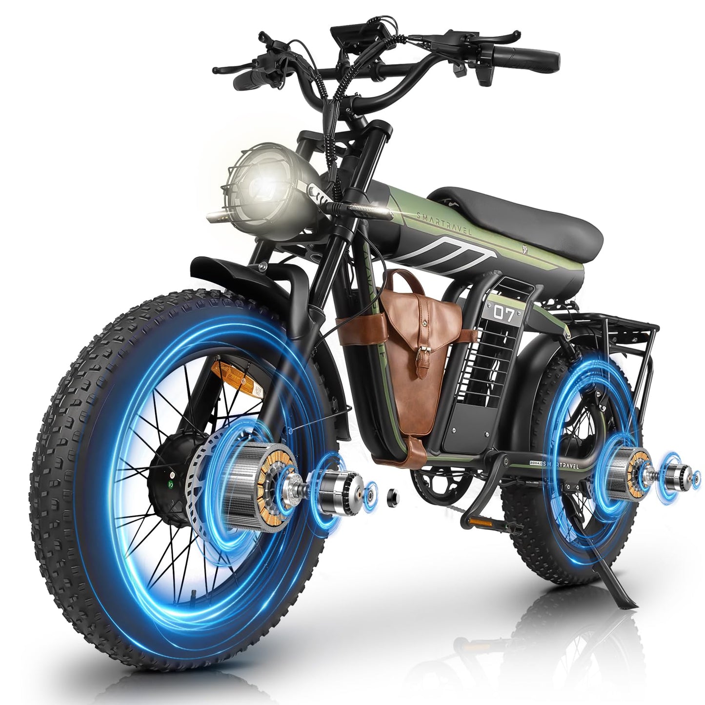 Ebike with 1200W Brushless Motor,Removable 48V 20Ah Battery,UP to 32MPH,Electric Mountain Bike with 20" Fat Tire with Front/Rear Turn Signals for Men Women,Travel Bag