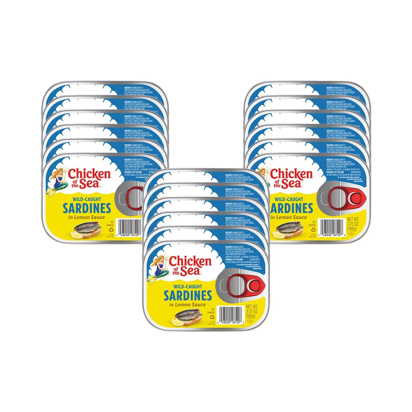 Chicken of the Sea Sardines in Olive Oil, 3.75 oz. Cans (Pack of 18), Wild Caught Canned Sardines, Packaging May Vary