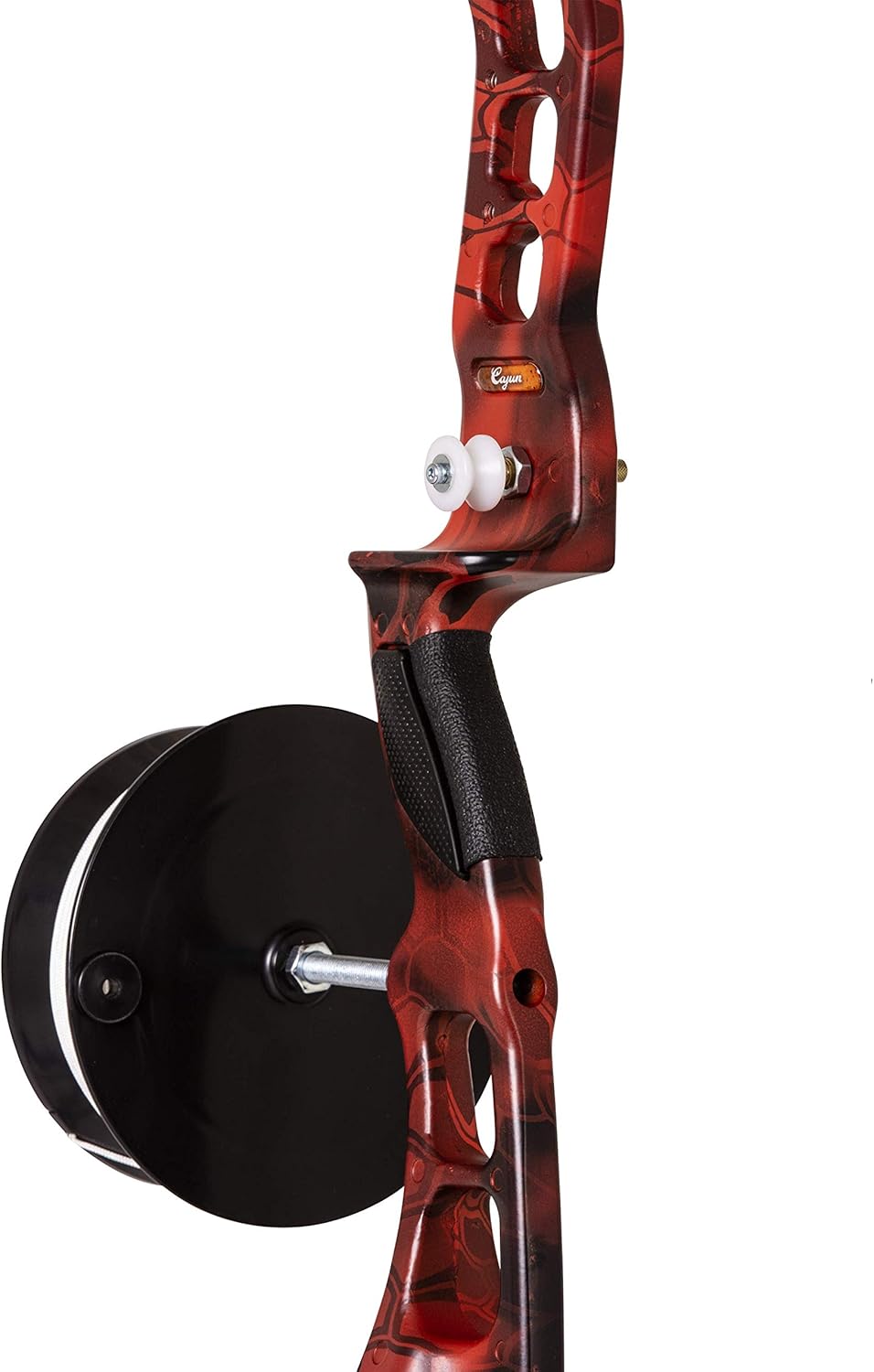 Cajun Bowfishing Fish Stick Bowfishing Bow Package with Drum Reel, Roller Rest, and Piranha Point Arrow, Right Hand, Red