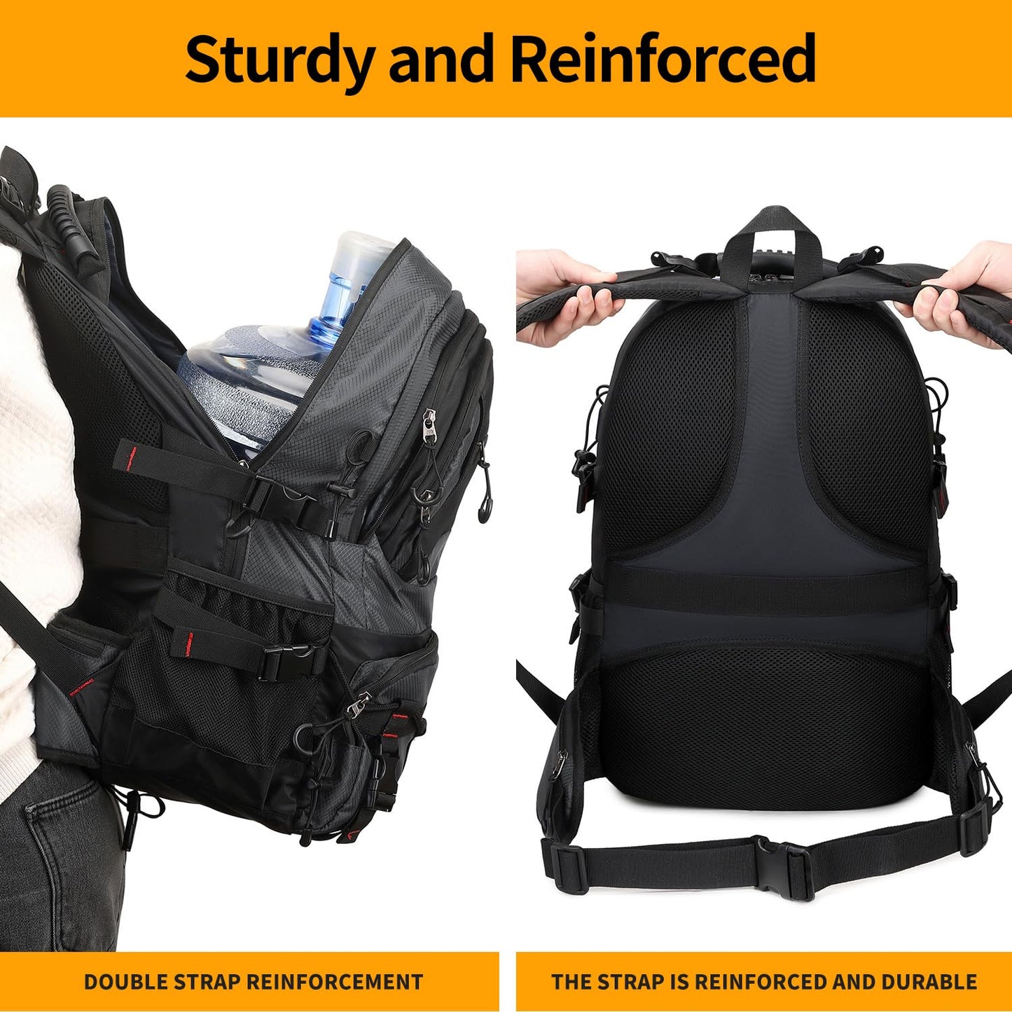 Nerlion 40L Hiking Backpack Travel Backpack for Men Women Camping Waterproof Outdoor Hiking Daypack Lightweight Backpack (Orange)