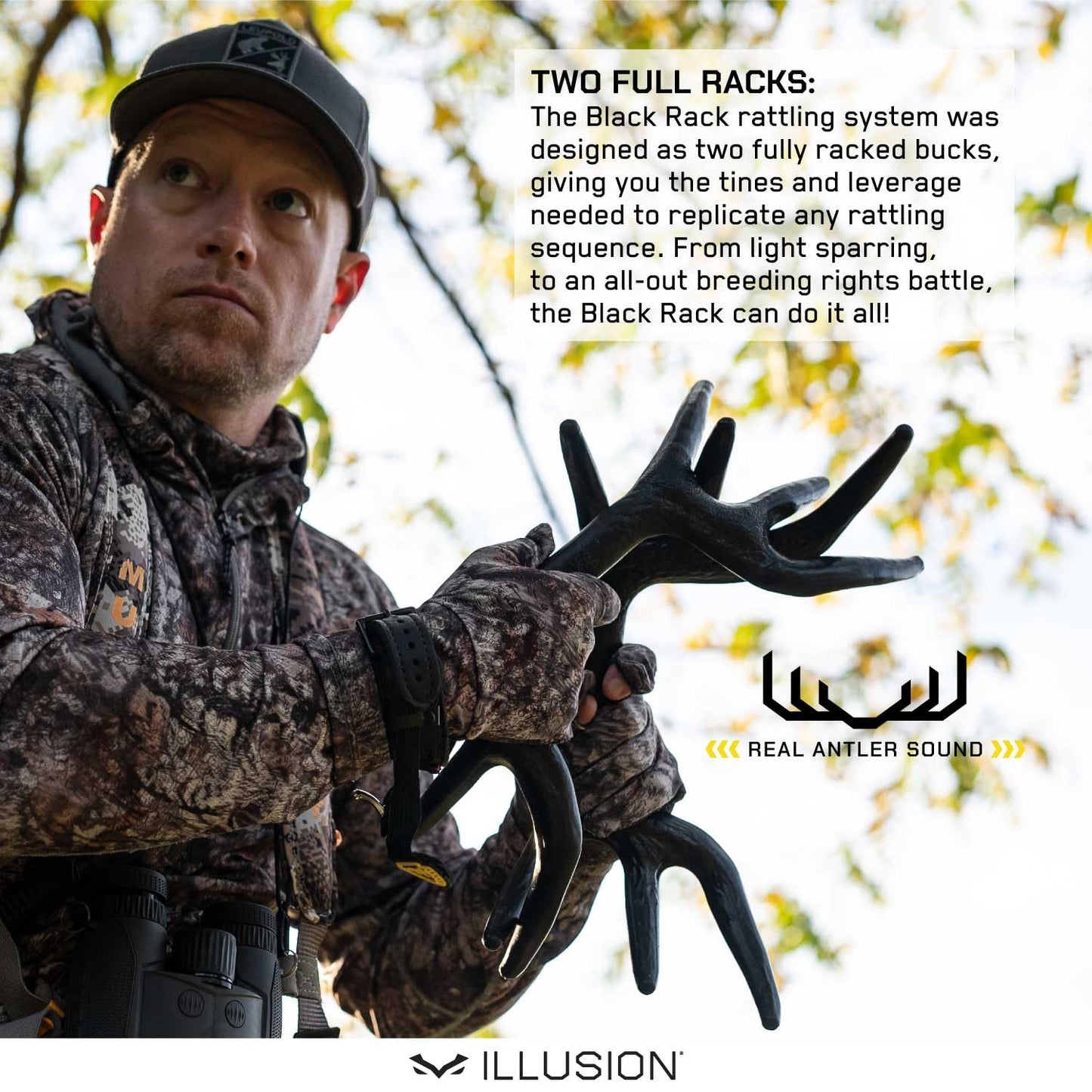 Black Rack Rattling System by Illusion | Rattling Antlers | Rattling Horns | Deer Call | Bone-Core Technology