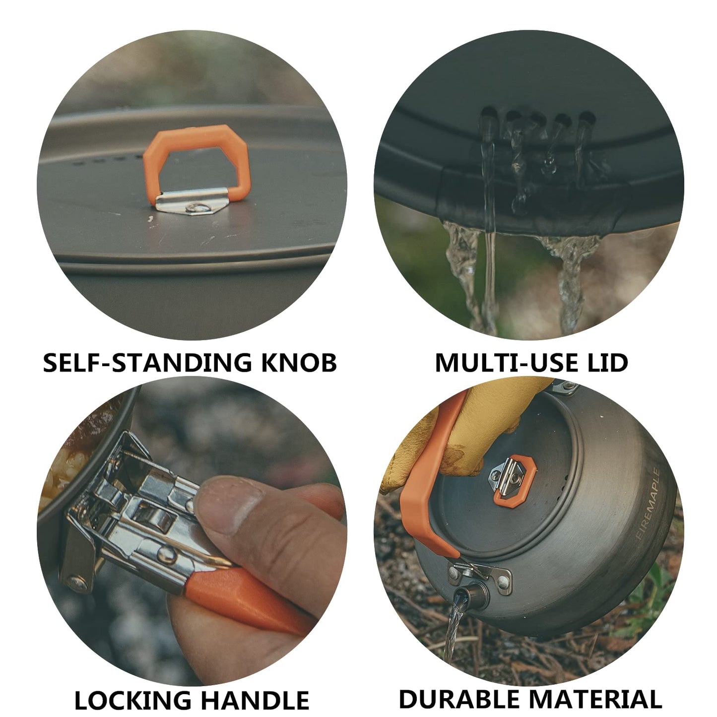 Fire-Maple Feast 4 Piece Camping Cookware Cookware Cookware Kit Outdoor Cookware Set with Pots, Kettle, Saucepans and Spatula for Hiking Fishing Picnic