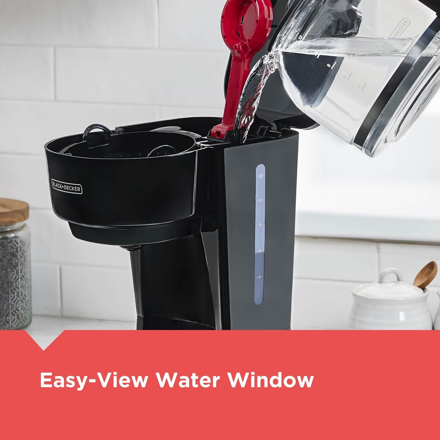 BLACK+DECKER 12-Cup Coffee Maker with Easy On/Off Switch, Easy Pour, Non-Drip Carafe with Removable Filter Basket, Vortex Technology, Black