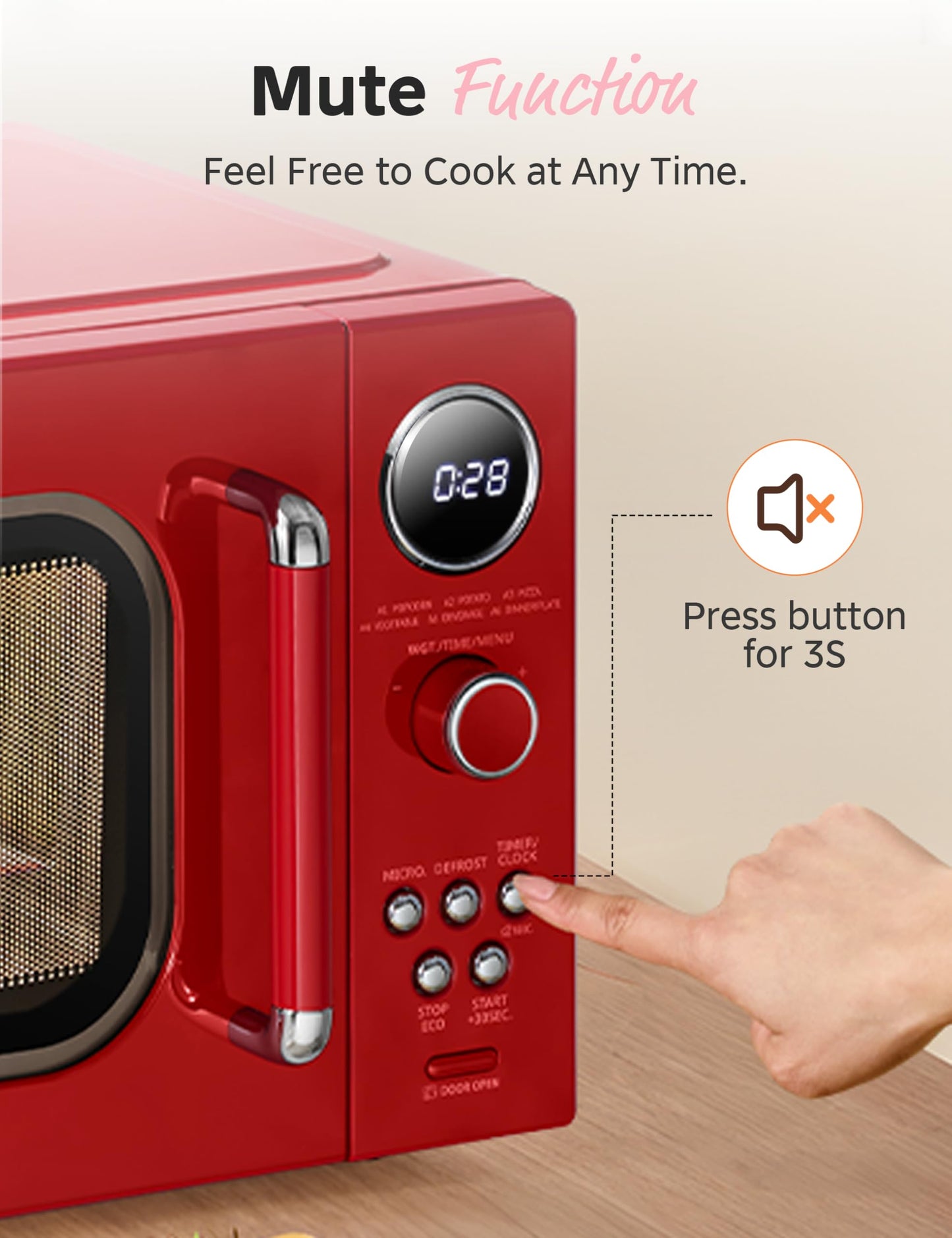 COMFEE EM720CPL-PMB Countertop Microwave Oven with Sound On/Off, ECO Mode and Easy One-Touch Buttons, 0.7 Cu Ft, Black