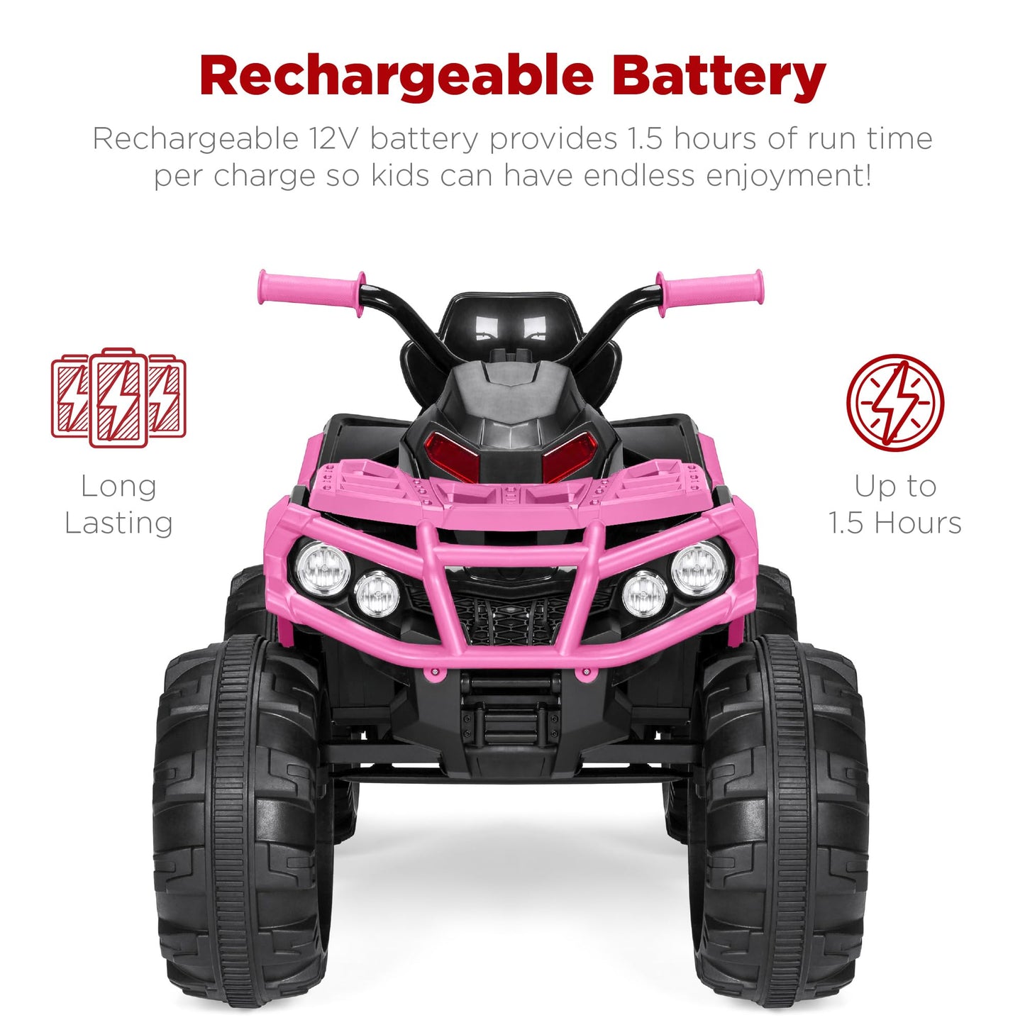 Best Choice Products 12V Kids Ride-On Electric ATV, 4-Wheeler Quad Car Toy w/Bluetooth Audio, 3.7mph Max Speed, Treaded Tires, LED Headlights, Radio - Black