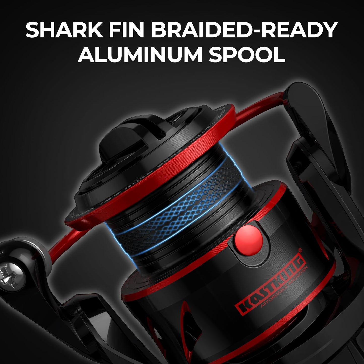 KastKing Sharky III Fishing Reel - New Spinning Reel - Carbon Fiber 39.5 LBs Max Drag - 10+1 Stainless BB for Saltwater or Freshwater - Oversize Shaft - Super Value!
