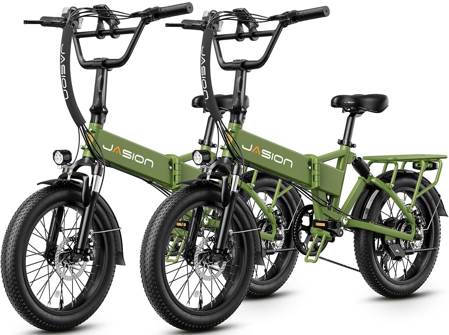 Jasion EB7 2.0 Electric Bike for Adults, 1200W Peak Motor 28MPH Max Speed Folding Ebike, 48V 10AH Removable Battery, 20" Fat Tire with Dual Suspension, 7-Speed Electric Bicycles, UL Certifiled
