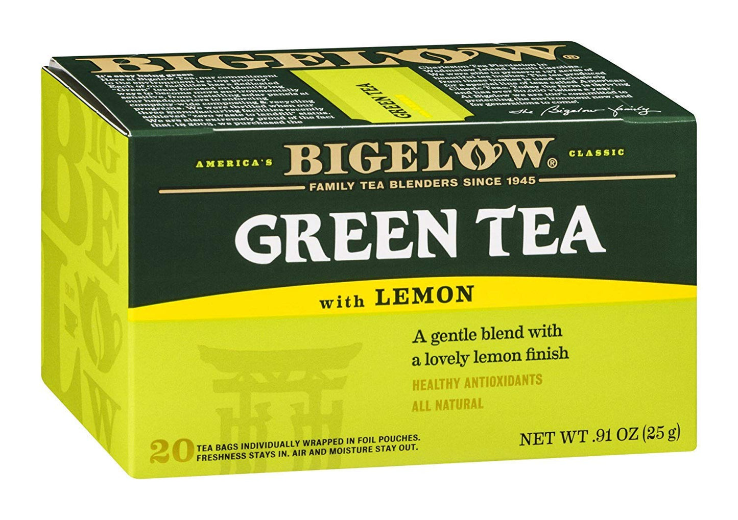 Bigelow Tea Green Tea Variety Pack, Classic Green Tea, Lemon, Pomegranate, Mint, Peach and Constant Comment Flavors, 20 Count Box (Pack of 6), 120 Total Tea Bags