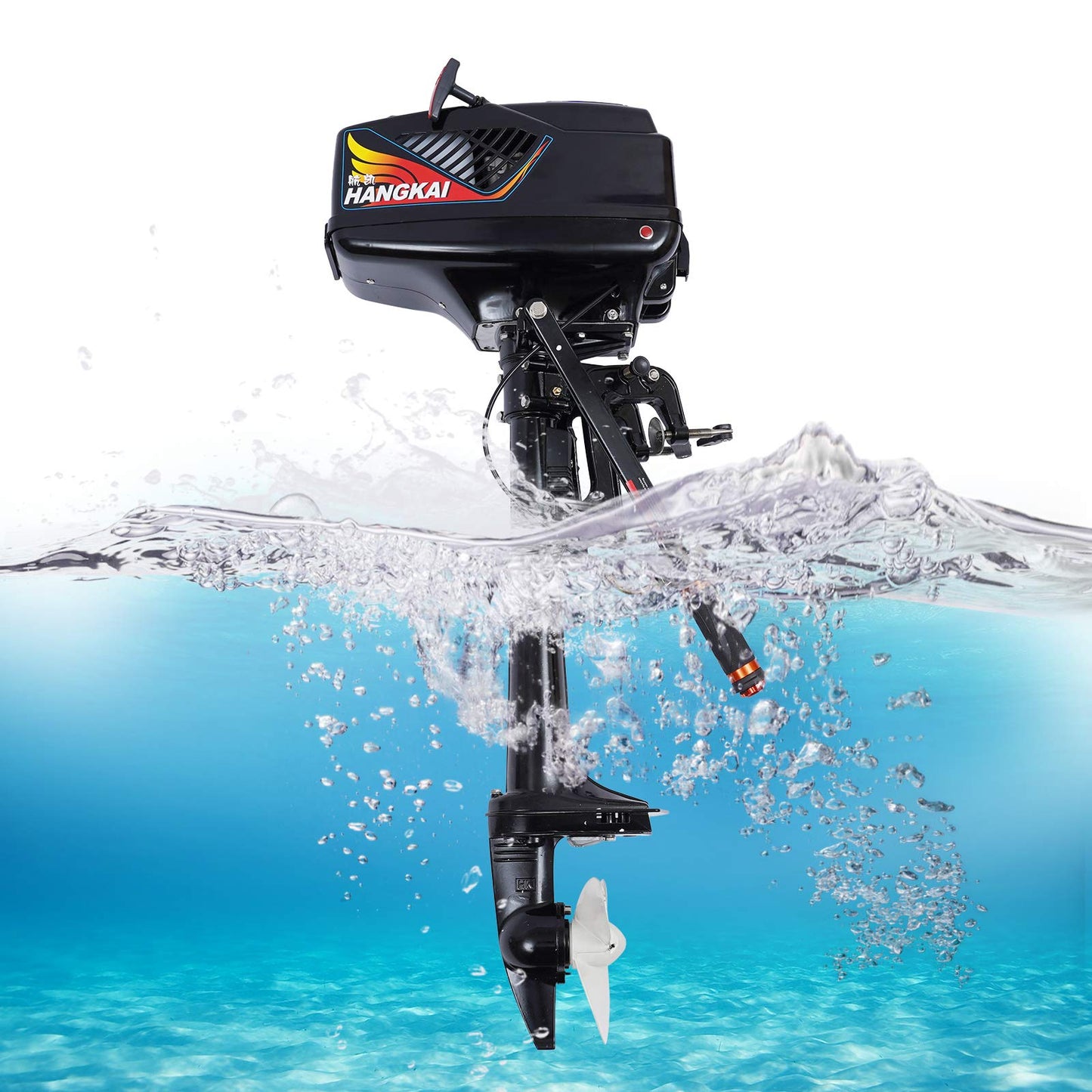 Outboard Motor Boat Engine, 2 Stroke Heavy Duty Fishing Boat Engine 3.5HP Gas Trolling Motor with Water Cooling CDI System for Rubber Boats, Inflatable Boats, Sailboats