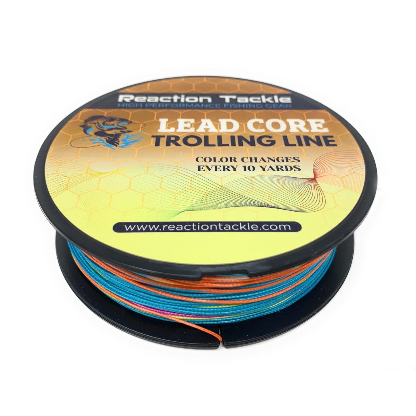 Reaction Tackle Lead Core Trolling Line - 12lb, 18lb, 27lb and 36lb Leadcore - Braided Fishing Line for Trolling, Fast Sinking Line, Color Changes Every 10 Yards