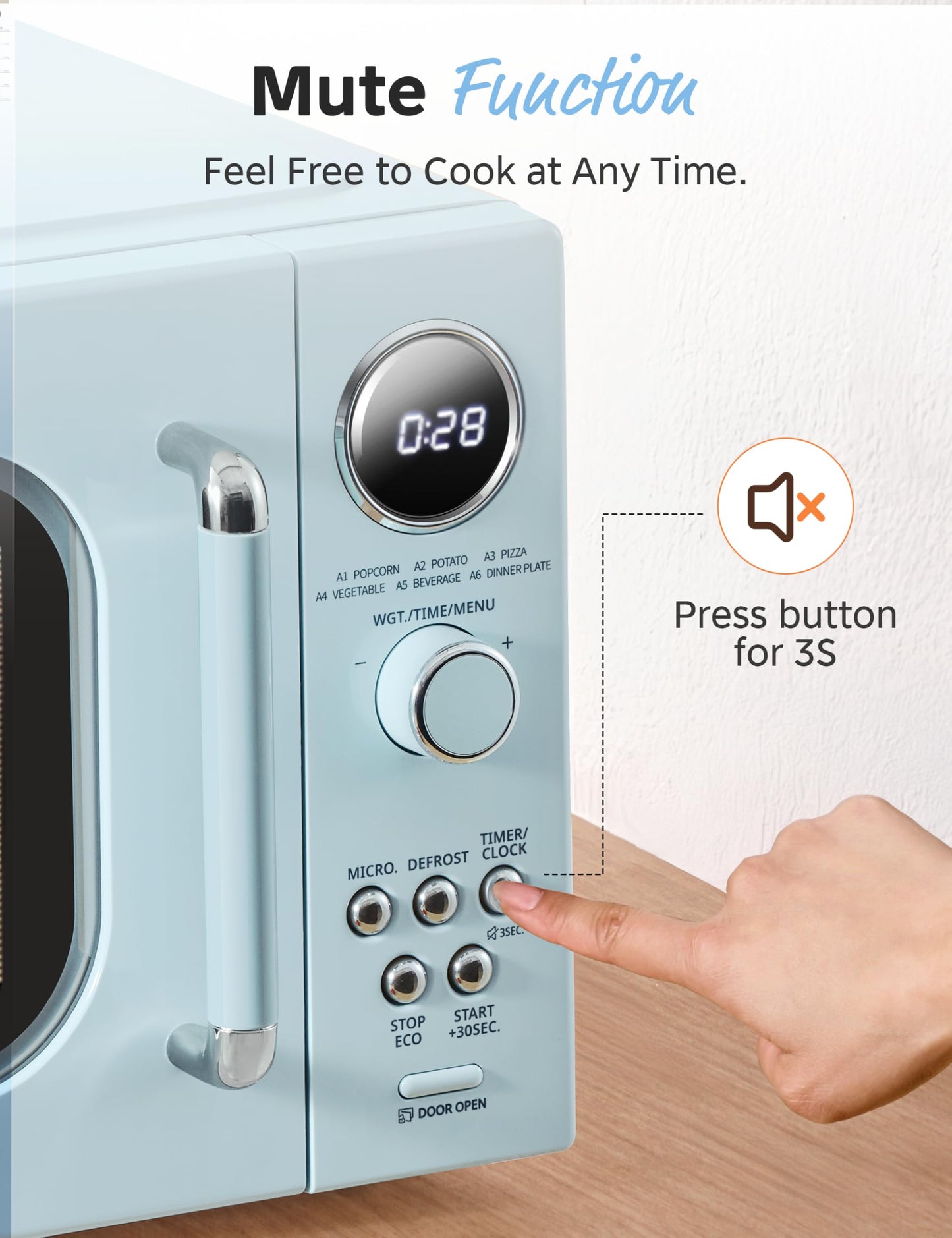 COMFEE EM720CPL-PMB Countertop Microwave Oven with Sound On/Off, ECO Mode and Easy One-Touch Buttons, 0.7 Cu Ft, Black