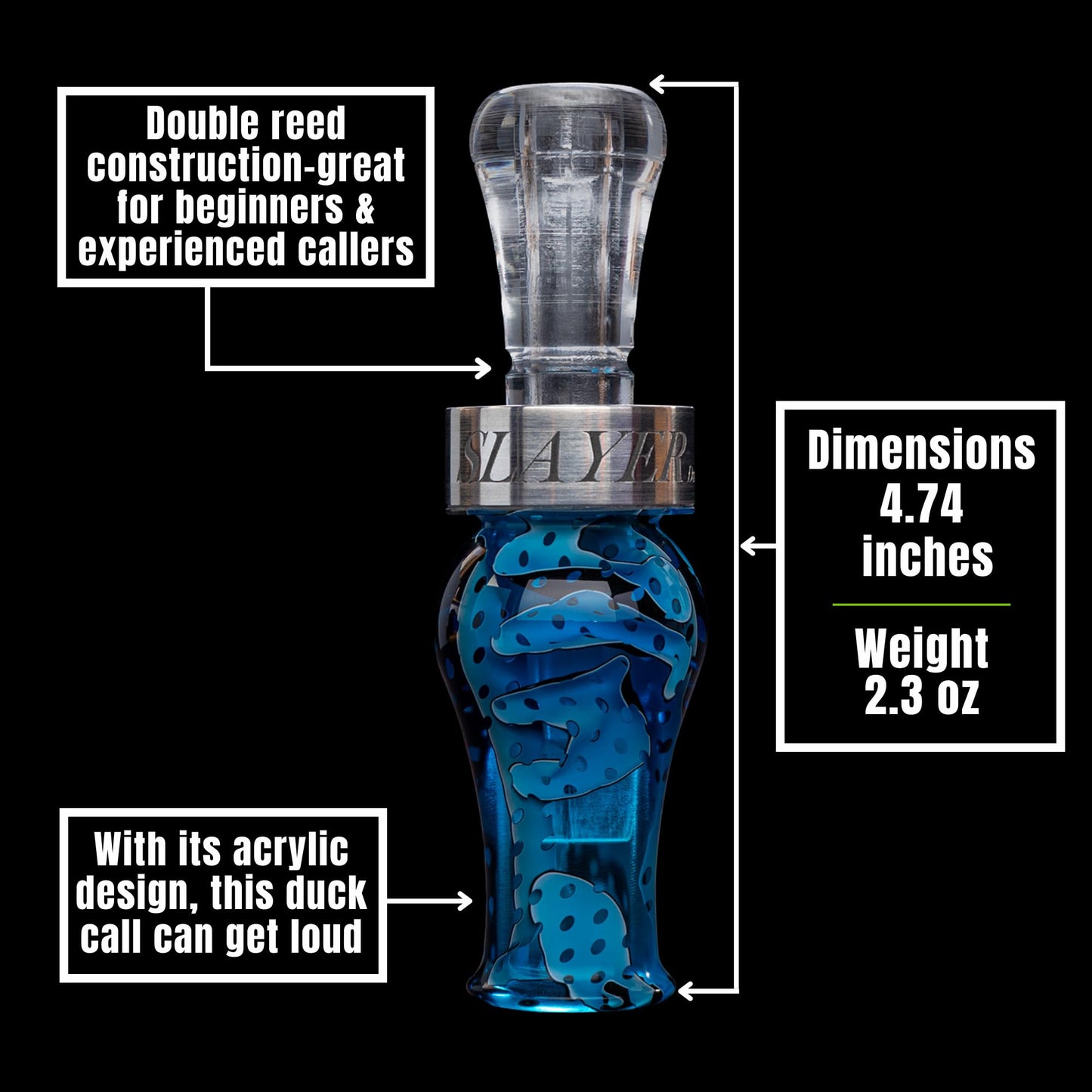 Drake Double Reed Duck Call | Realistic Sound Hunting Call | Superior Tone | Versatile & Easy to Use | Beginner Friendly and Expert Approved | Duck Hunting Accessories