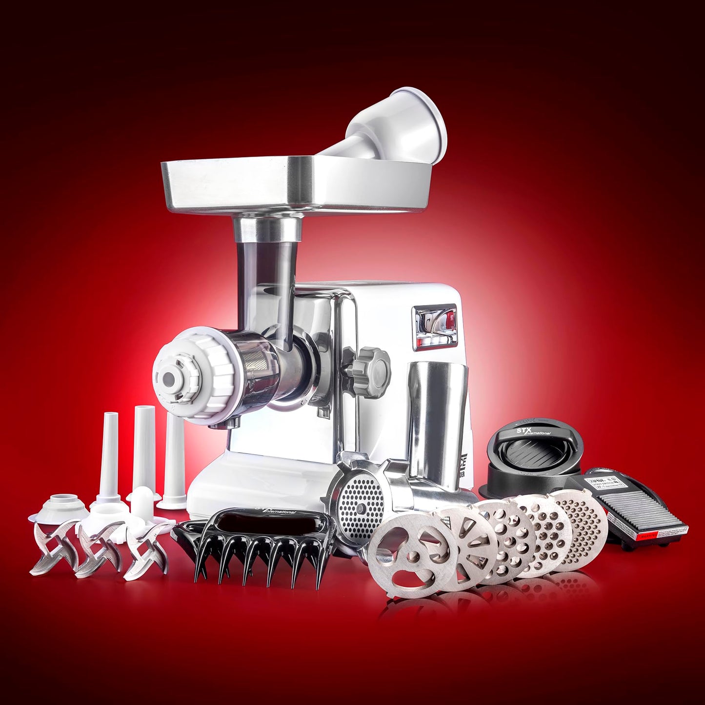 Turboforce 3000 Series 6-in-1 Electric Meat Grinder | 3000W Max | 3-Speed | Foot Pedal | 5 Grinding Die | 3 Stainless Steel Blades | Sausage Stuffer | Kubbe Maker & More Included