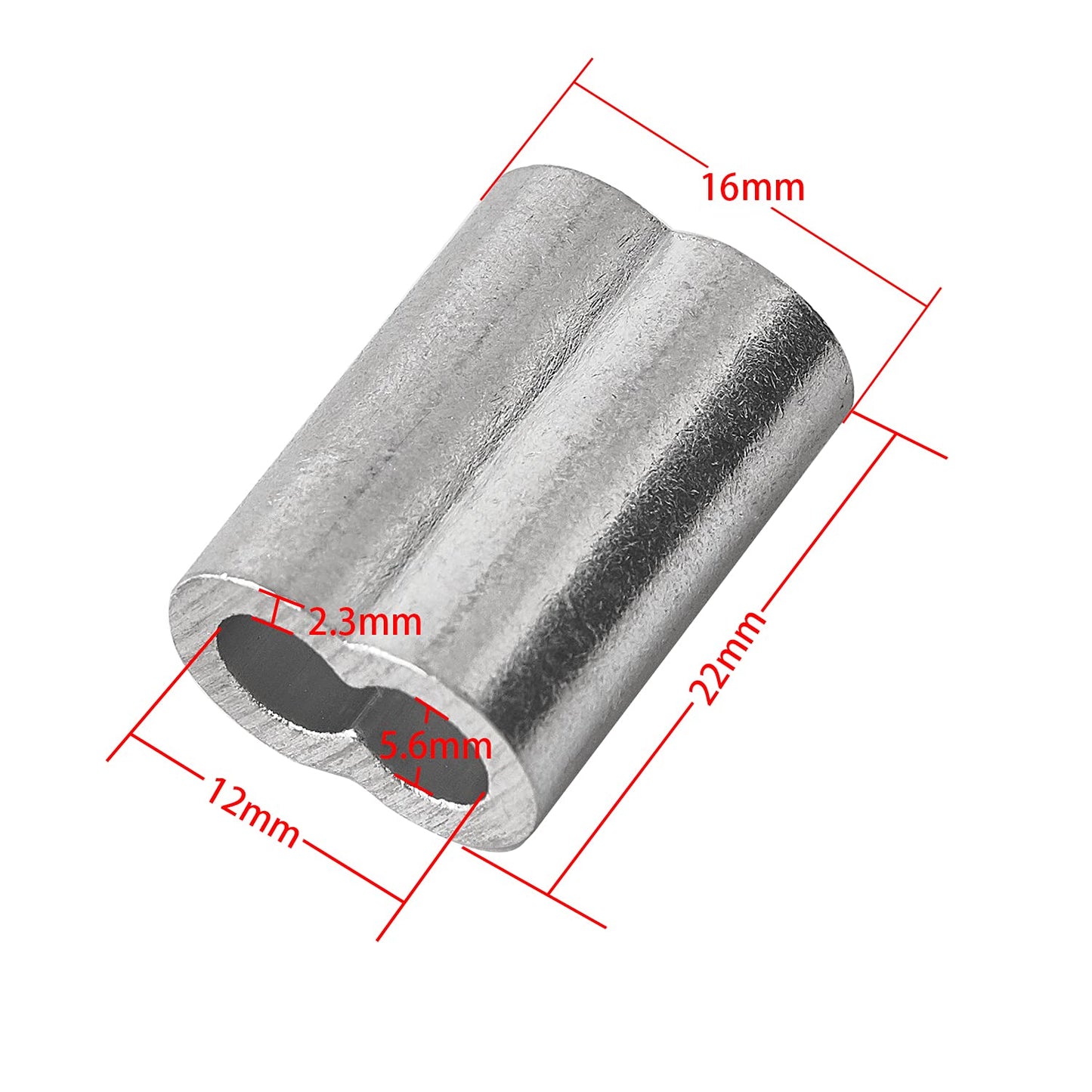 HSTECH 3/32" (2.5mm) 100PCS Aluminum Crimping Loop Sleeve for Wire Rope, Cable Ferrule