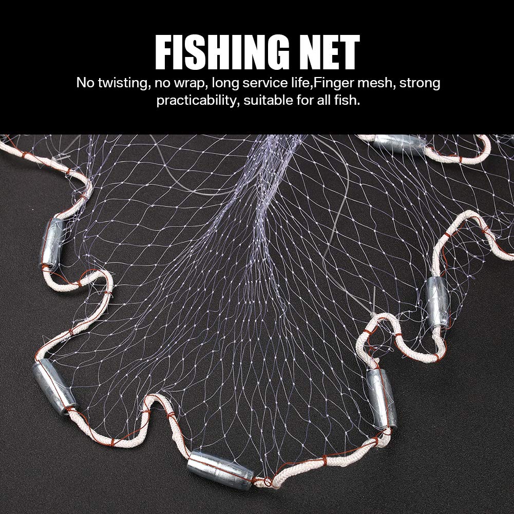 Yeahmart American Saltwater Fishing Cast Net for Bait Trap Fish 3ft/4ft/5ft/6ft/7ft/8ft/9ft/10ft Radius Casting Nets with Heavy Duty Real Zinc Sinker Weights, 3/8inch Mesh Size