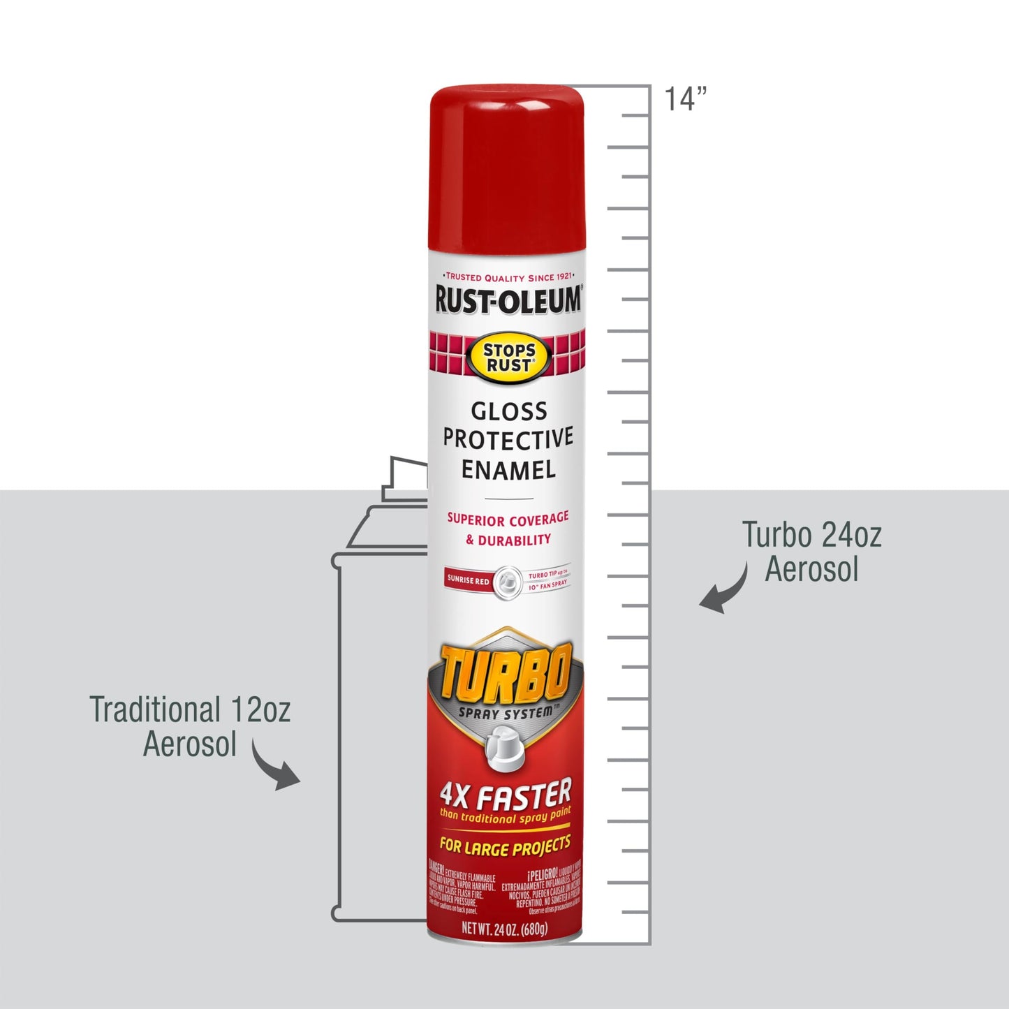 Rust-Oleum 376298 Stops Rust Turbo Spray System Spray Paint, 24 oz, Flat Black