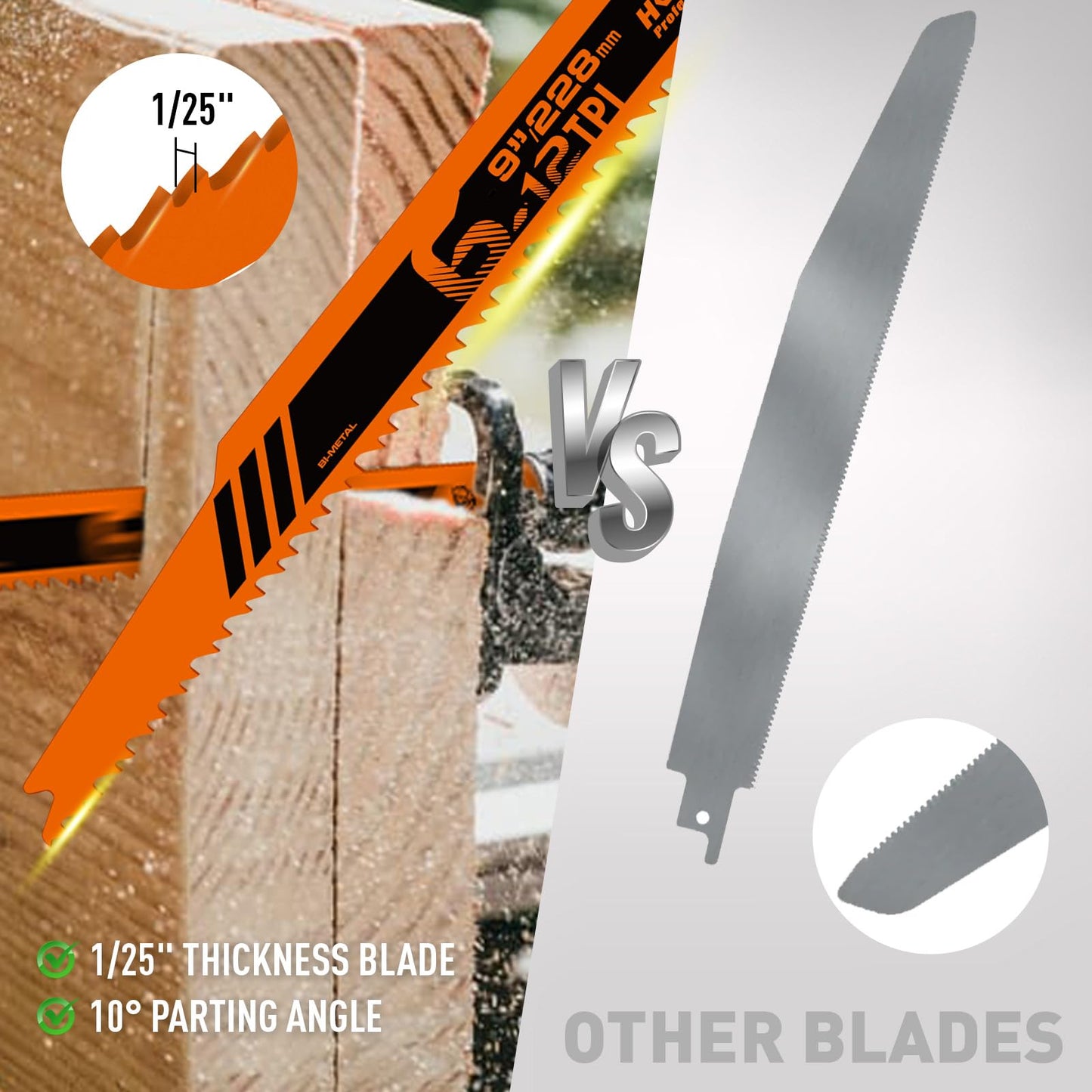 HORUSDY 10-Piece Reciprocating Saw Blades Set, Metal & Woodcutting Saw Blades