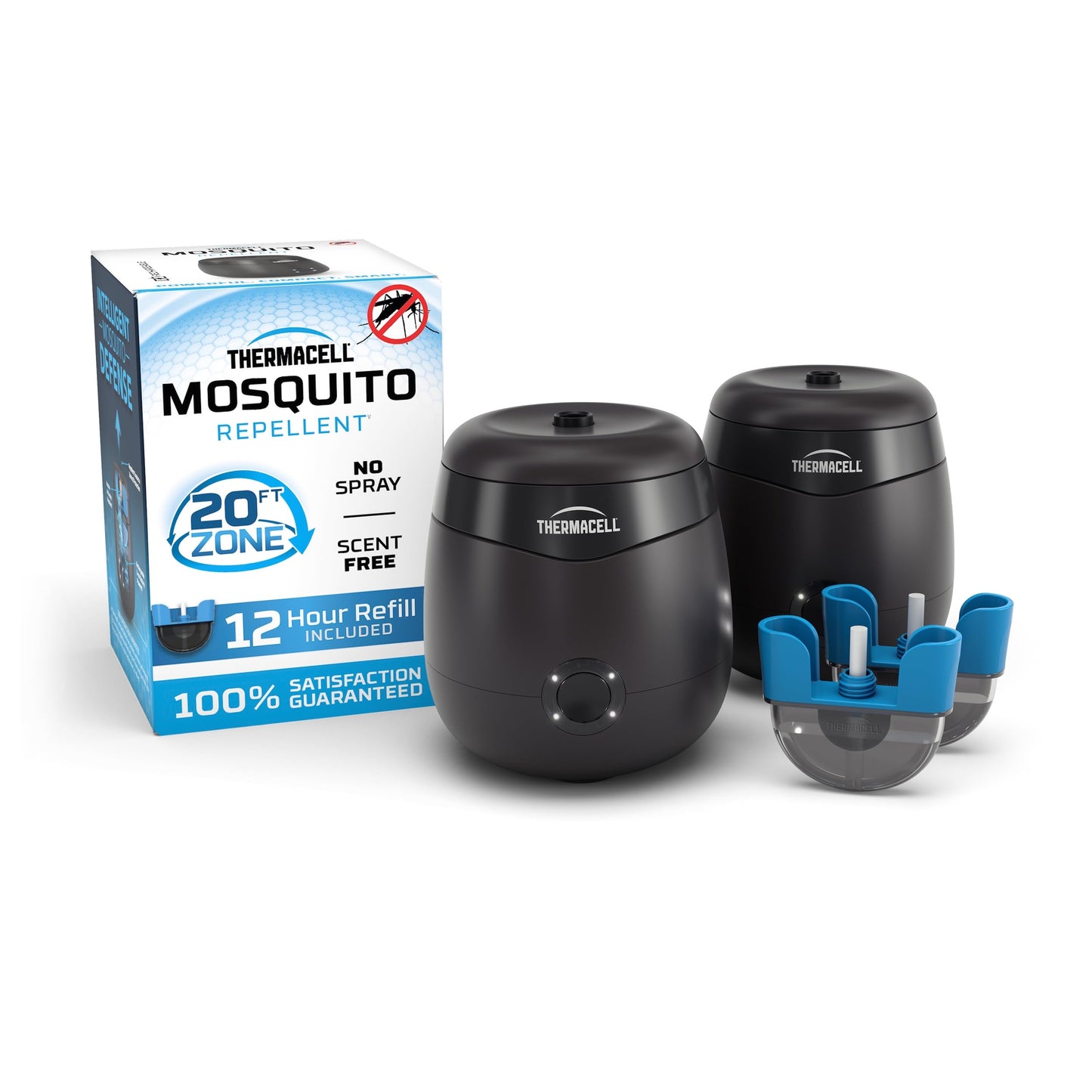 Thermacell Mosquito Repellent E-Series Rechargeable Repeller; Patio Shield 20’ Mosquito Protection Zone; Includes 12-Hr Repellent Refill; No Flame or Scent; Bug Spray and Bug Zapper Alternative