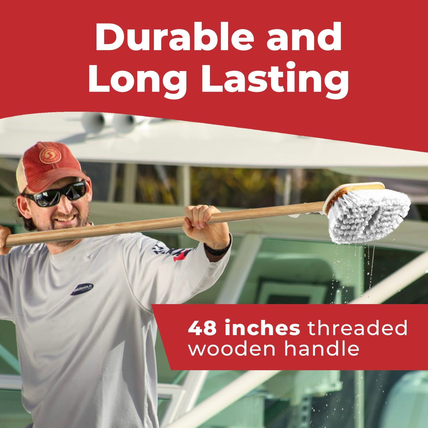 Shurhold 1960 Marine Mate 6 Inch Soft Bristle Brush with 48 Inch Handle