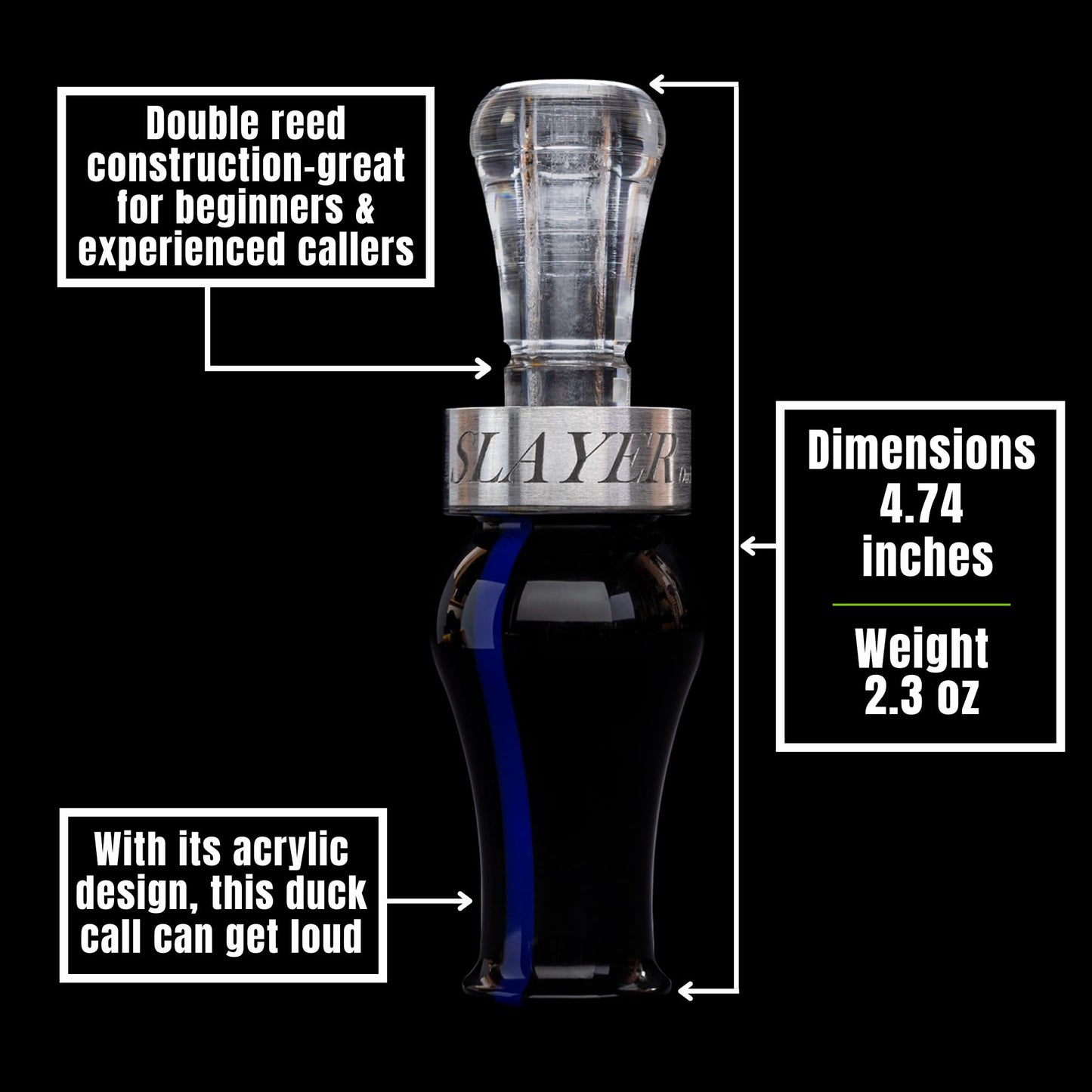 Drake Double Reed Duck Call | Realistic Sound Hunting Call | Superior Tone | Versatile & Easy to Use | Beginner Friendly and Expert Approved | Duck Hunting Accessories
