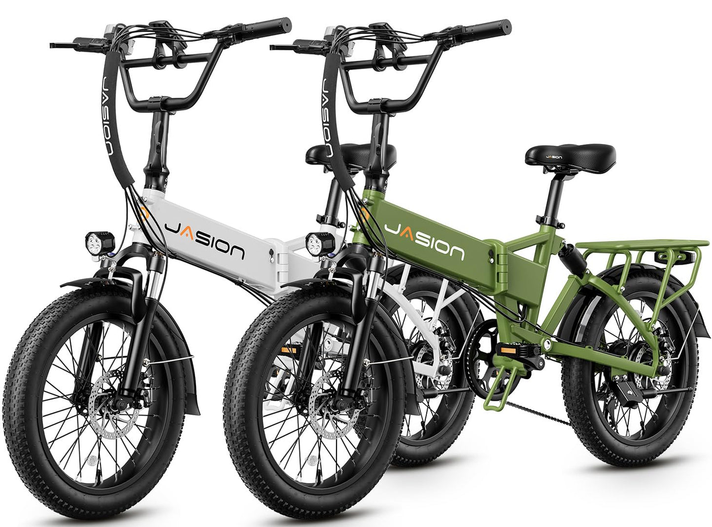 Jasion EB7 2.0 Electric Bike for Adults, 1200W Peak Motor 28MPH Max Speed Folding Ebike, 48V 10AH Removable Battery, 20" Fat Tire with Dual Suspension, 7-Speed Electric Bicycles, UL Certifiled