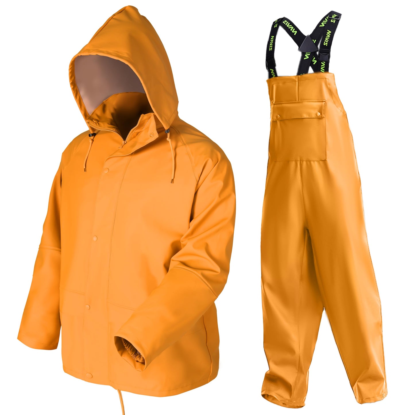 Men's Workwear PRO Rain Suit - Waterproof Jacket and Bib Pants 3-piece Set for Ultimate Safety and Comfort