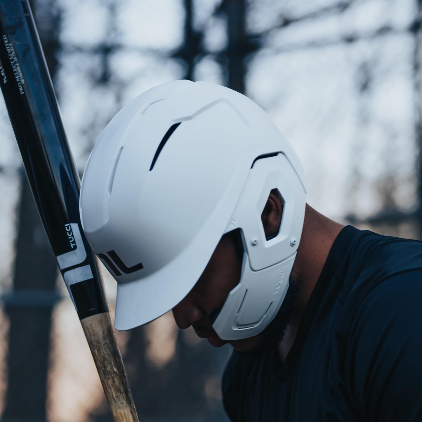 TUCCI Potenza Batting Helmet with Jaw Flap, XS/S, Matte Gray, Right-Handed Hitter