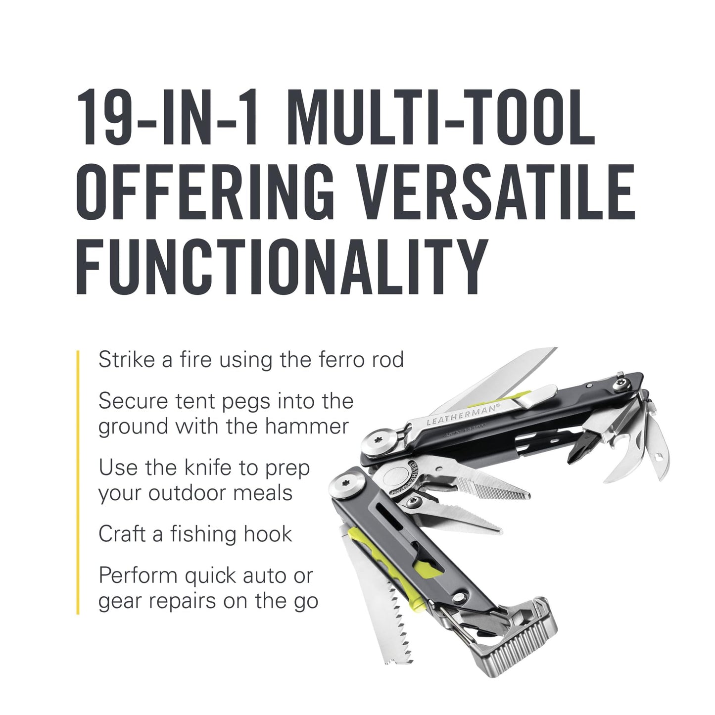 LEATHERMAN, Signal, 19-in-1 Multi-tool for Outdoors, Camping, Hiking, Fishing, Survival, Durable & Lightweight EDC, Made in the USA, Topographical Print