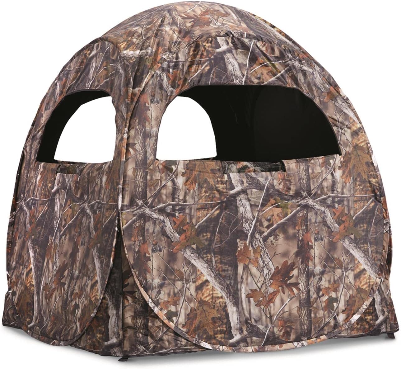 HuntRite Deluxe Pop-Up Hunting Ground Blind, 1-2 Person Tent, Hunting Gear, Equipment, and Accessories, 4-Panel Spring Steel