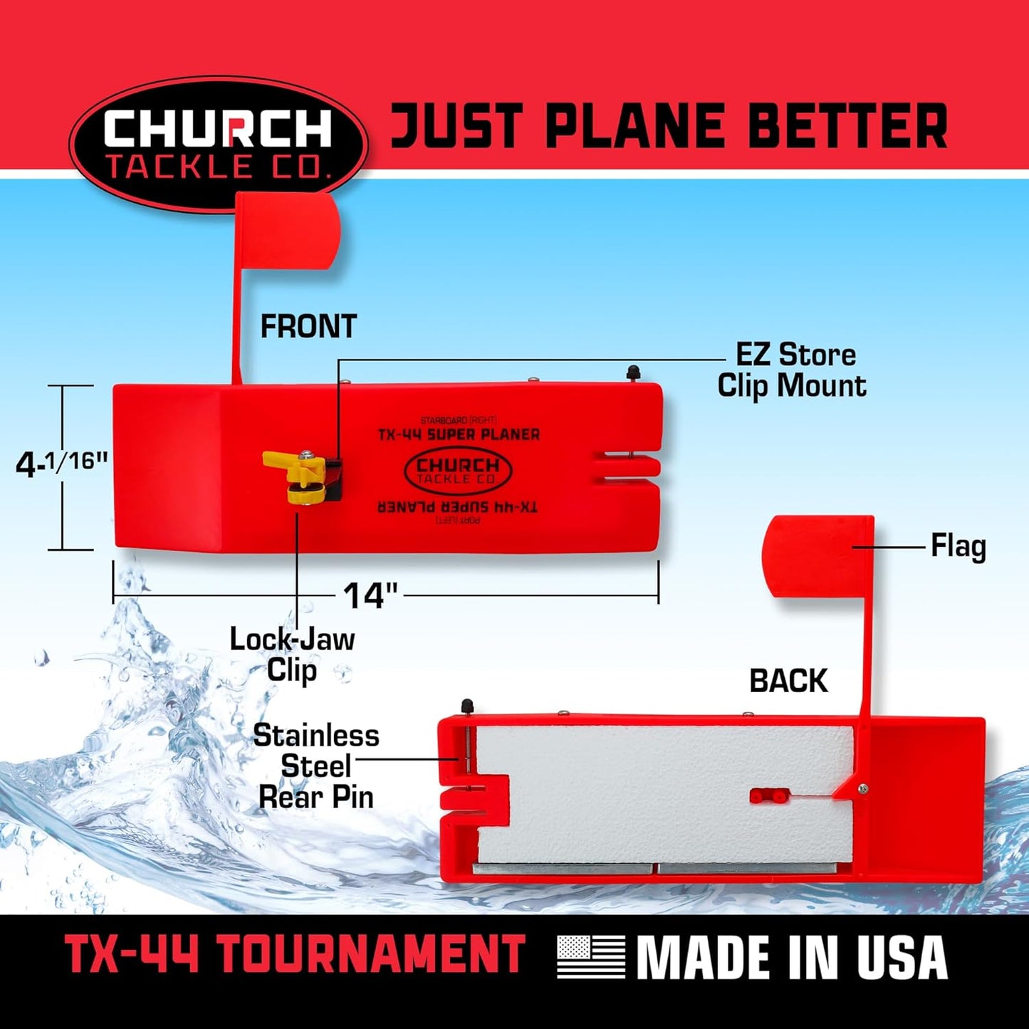 TX-44 Tournament Planer Board by Church Tackle Co