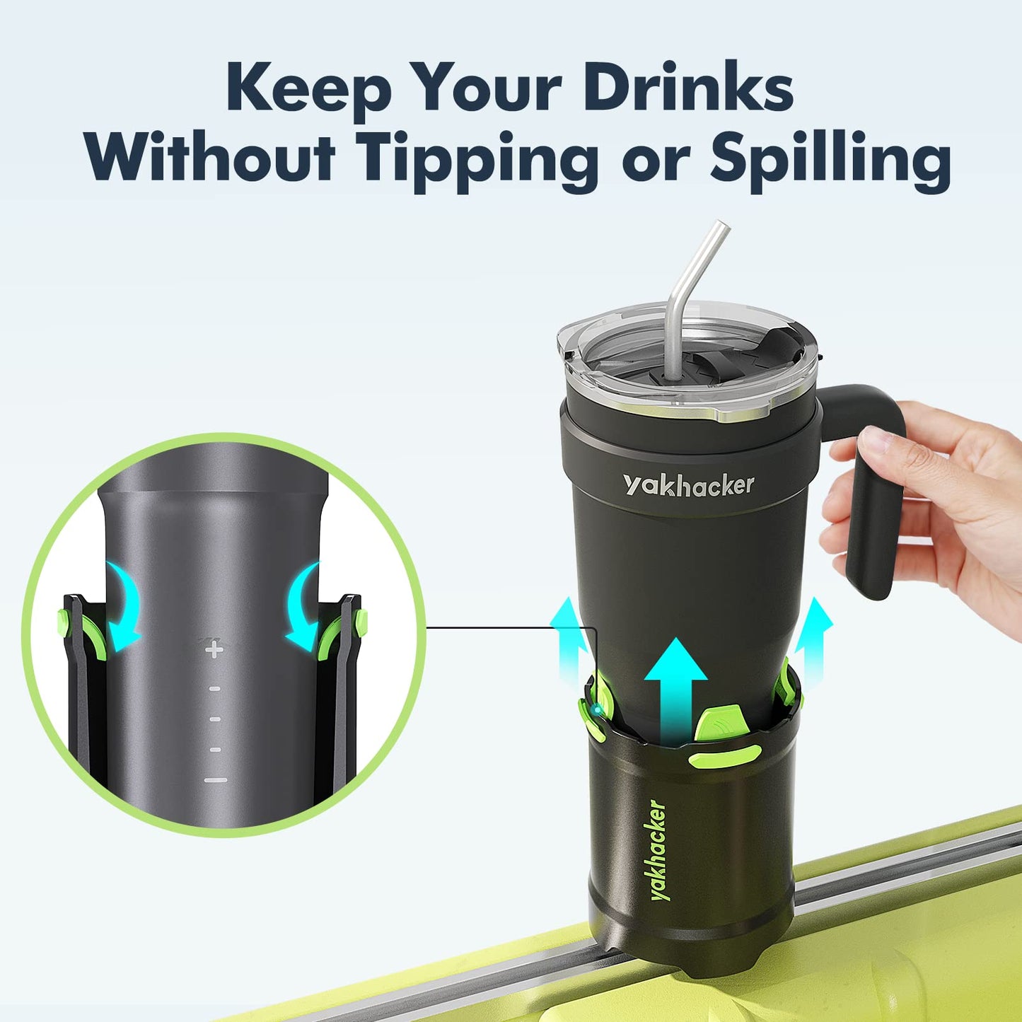 Kayak Cup Holder with Rubber Tab - Multi-Functional and Anti-toppling Cup Holder for Kayak - Phone Holder, Drinks Holder, Fishing Tool, Kayak Track Mount Install