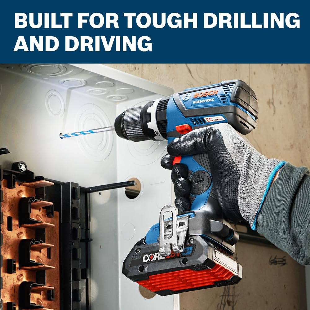 BOSCH GXL18V-501B25 18V 5-Tool Combo Kit with 2-In-1 Bit/Socket Impact Driver/Wrench, 1/2 In. Hammer Drill/Driver, Reciprocating Saw, Circular Saw, LED Worklight and (2) CORE18V 4 Ah Compact Batteries