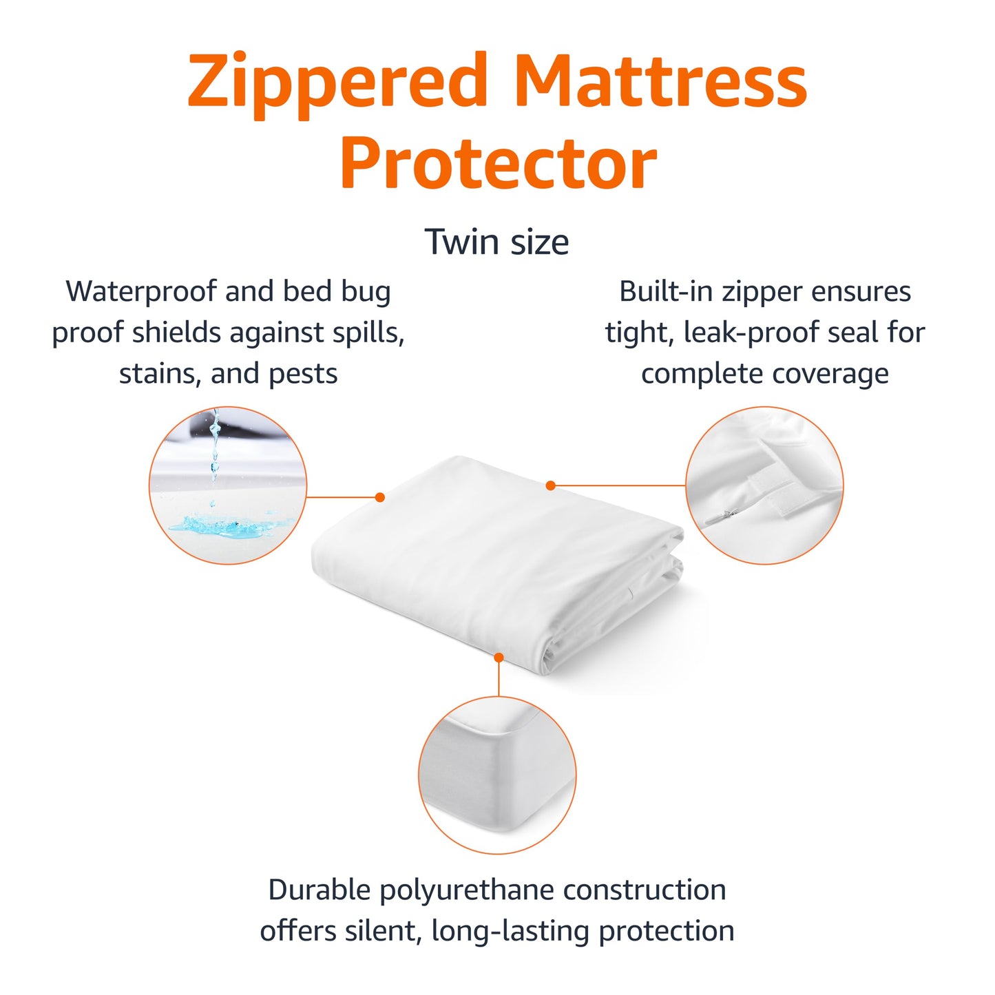Amazon Basics Zippered Mattress Encasement - Waterproof, Twin