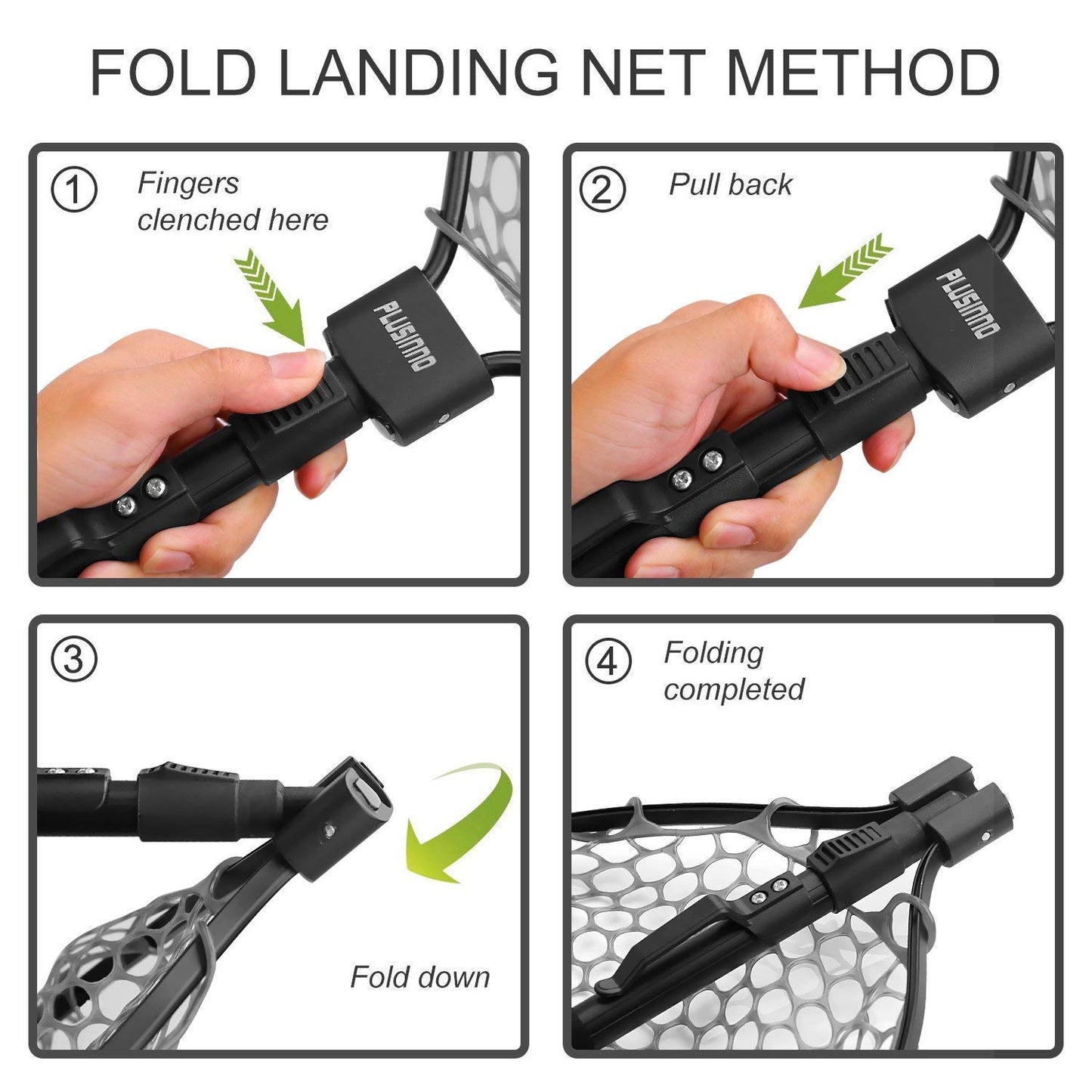 PLUSINNO Fly Fishing Net, Bass Trout Landing Net, Folding Fishing Nets Fresh Water, Safe Fish Catching or Releasing