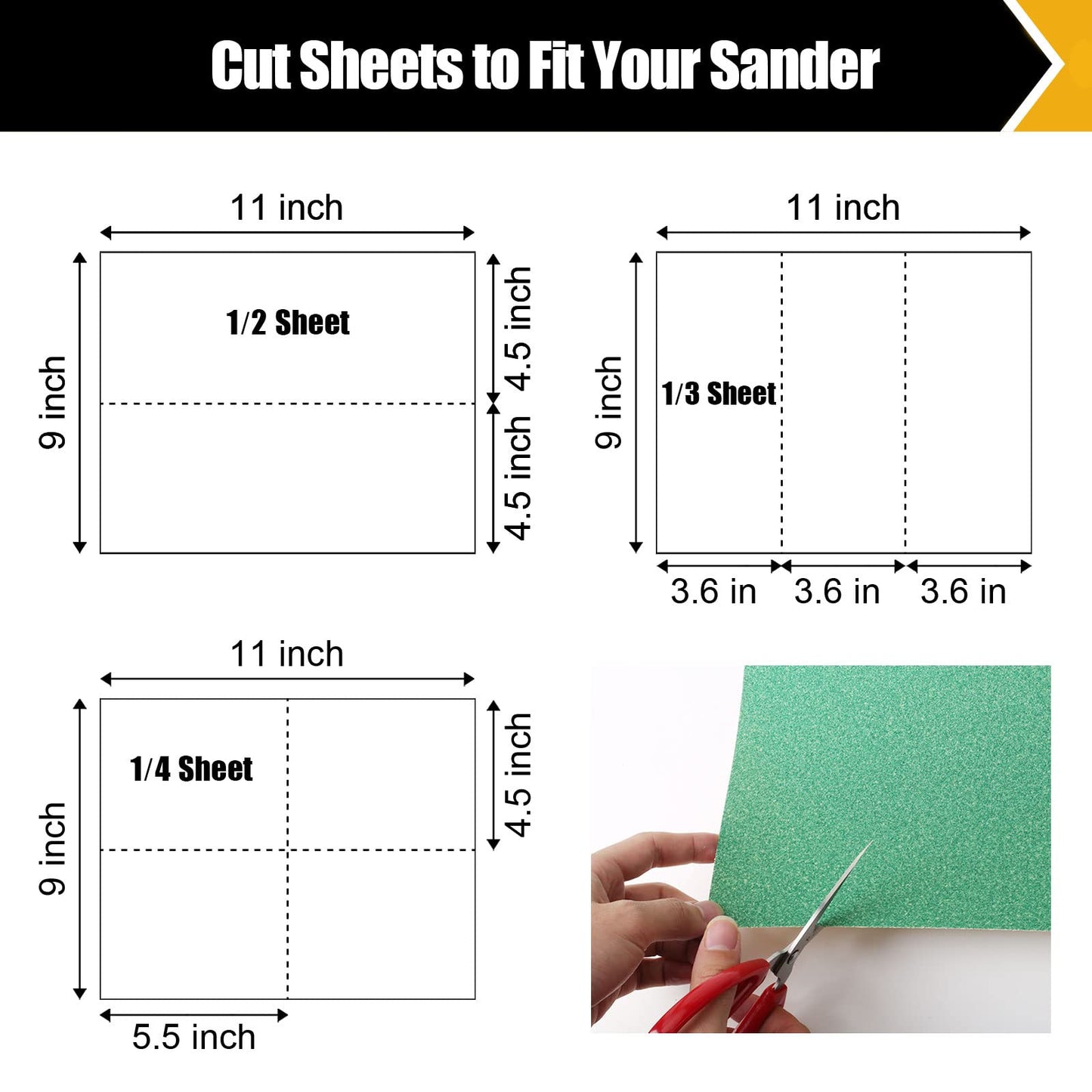50 Pcs 1/4 Sheet Sandpaper, Premium Sand Paper 80/120/150/220/320/400 Grit Sandpaper Sheet Sand Paper Assortment for Wood Metal Automotive Palm Sanders 5.5" x 4.5"