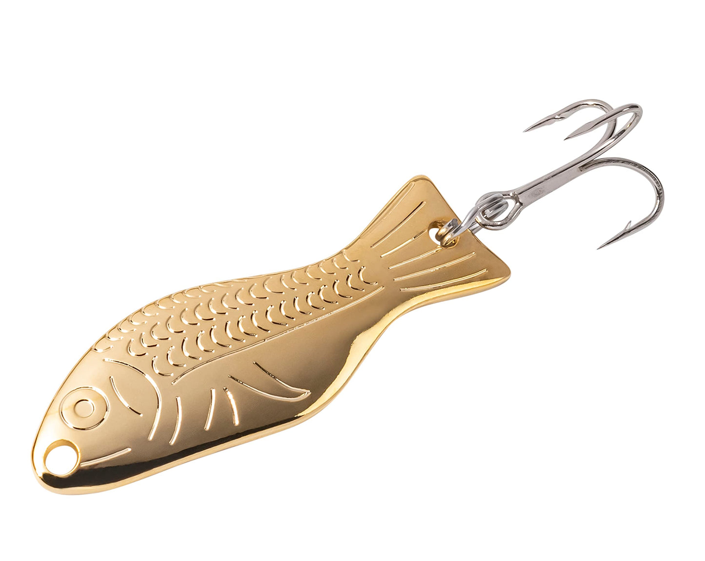 AL's Goldfish Lure Company, Rust Free Goldfish Freshwater Fishing Spoon, Treble Hook, Trout, Salmon, Bass, Walleye, Crappie, Panfish, and Pike. Sizes 3/16 oz., 1/4 oz. or 1/2 oz